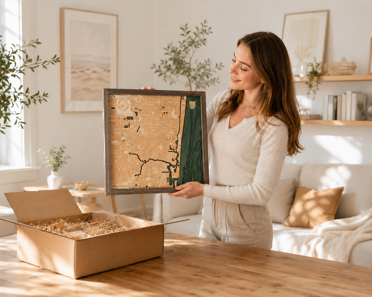 FORT LAUDERDALE 3D WOODEN WALL MAP - Version S