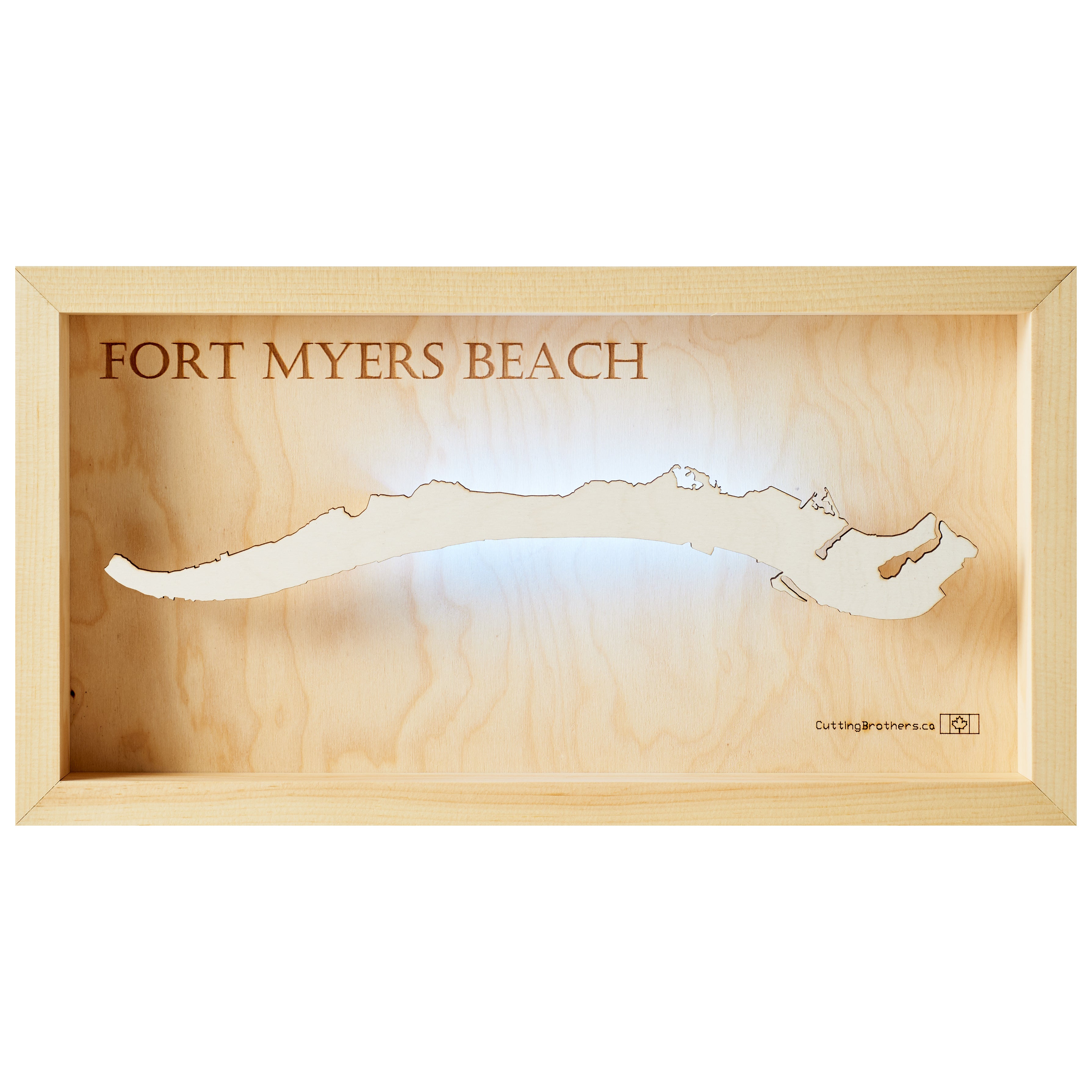 FORT MYERS BEACH  -  LED LIGHT WOODEN WALL MAP - Version S