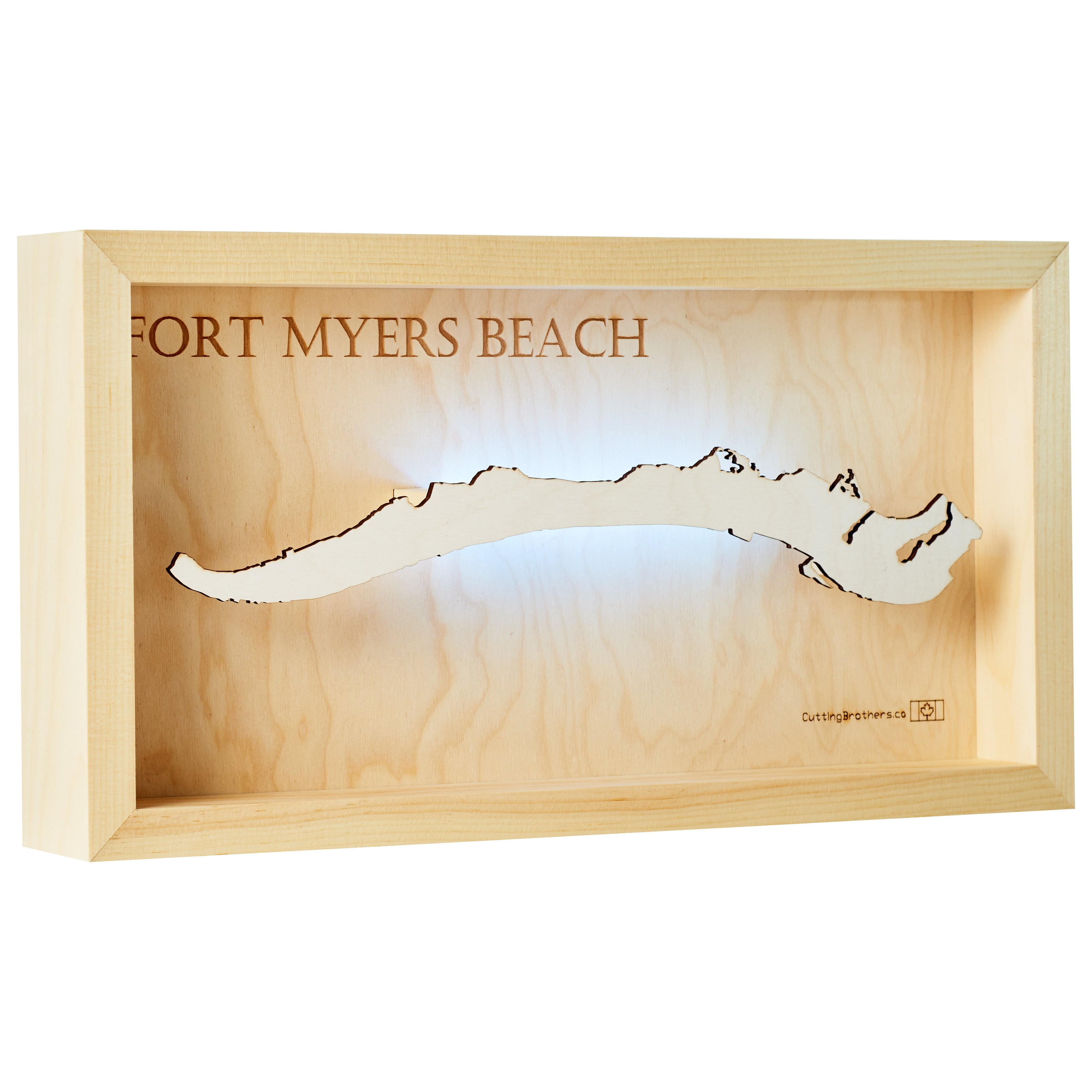 FORT MYERS BEACH  -  LED LIGHT WOODEN WALL MAP - Version S