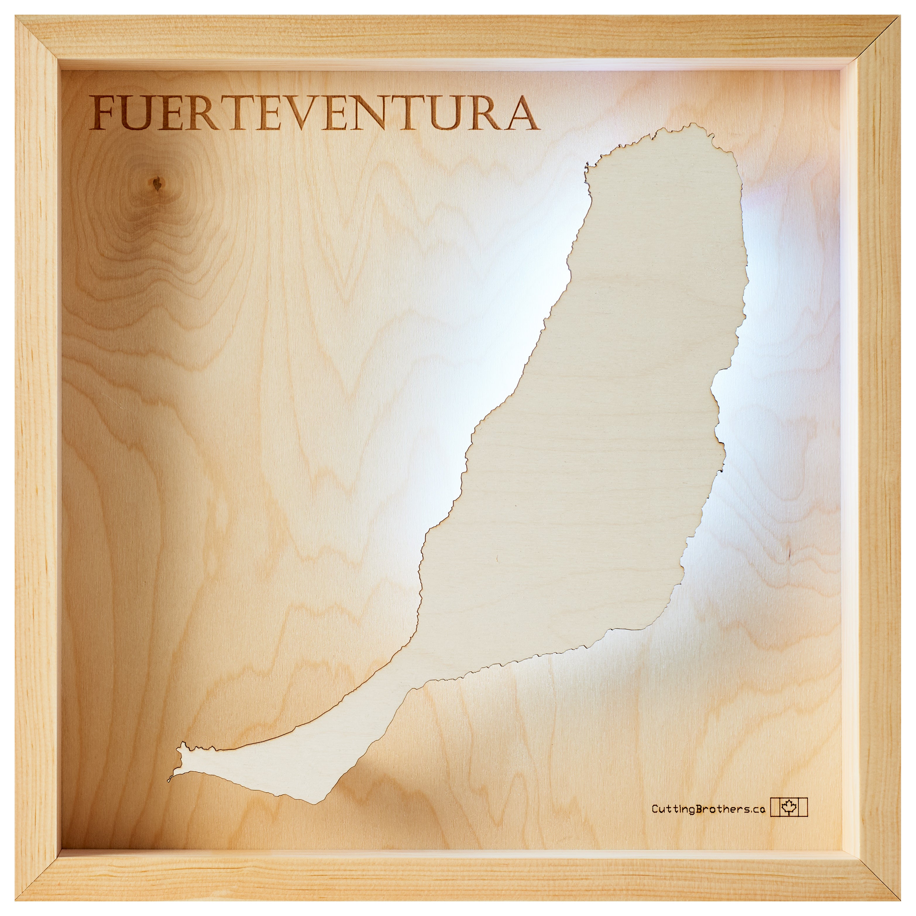 FUERTEVENTURA  -  LED LIGHT WOODEN WALL MAP - Version S