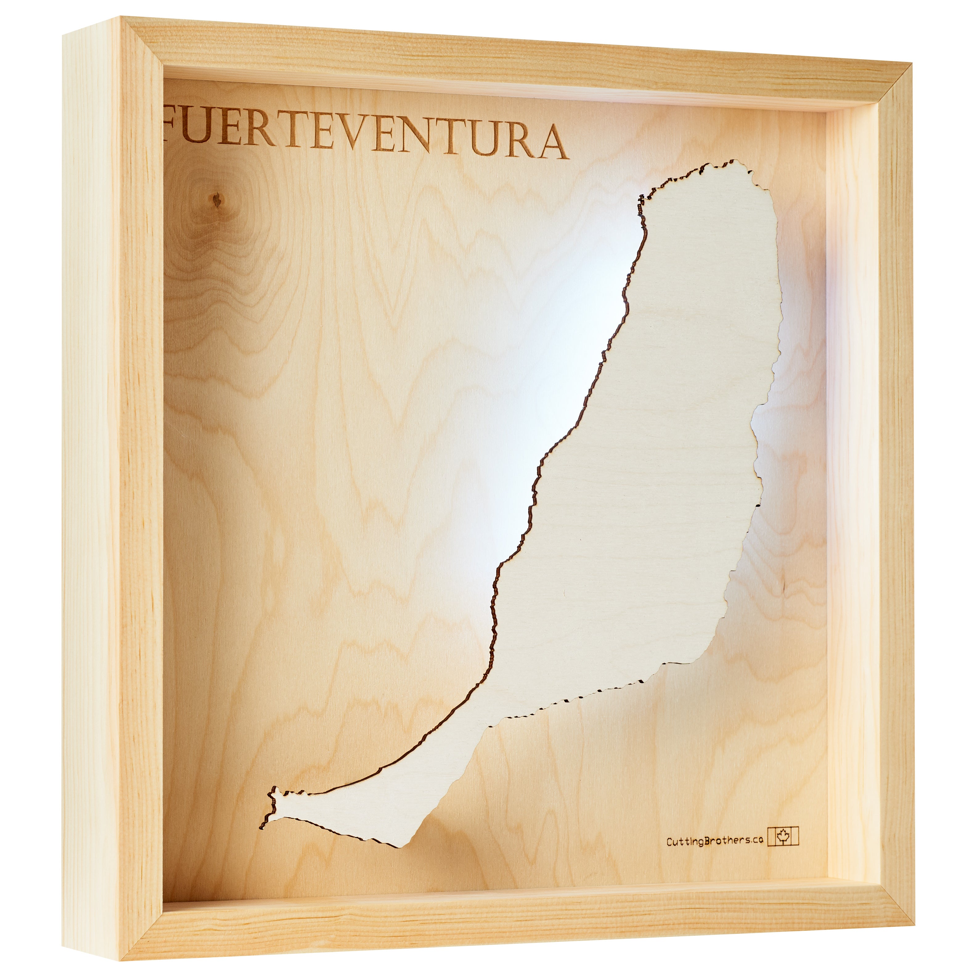 FUERTEVENTURA  -  LED LIGHT WOODEN WALL MAP - Version S