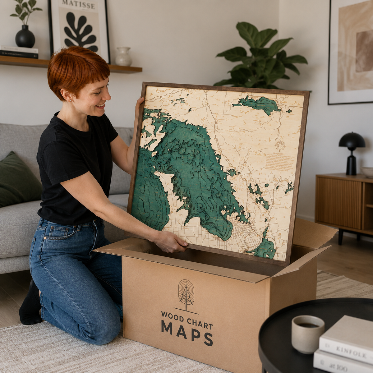 GEORGIAN BAY 3D WOODEN WALL MAP - Version L