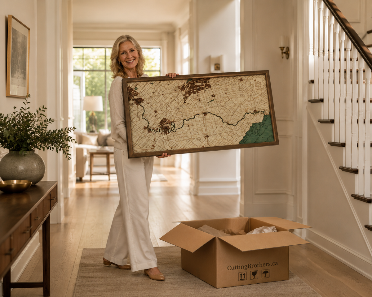 GRAND RIVER 3D WOODEN WALL MAP - Version M