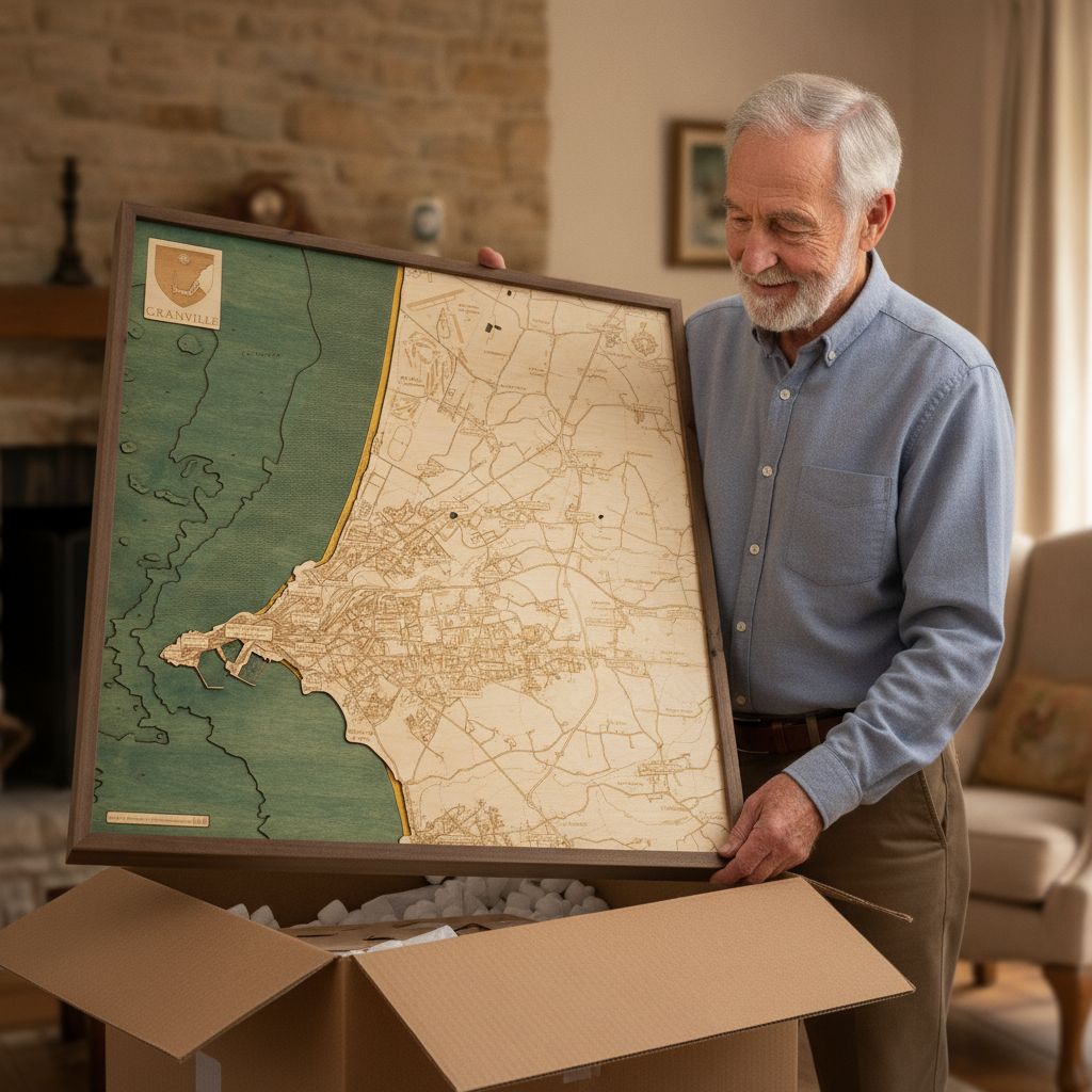 GRANVILLE -  3D WOODEN WALL MAP - Version L