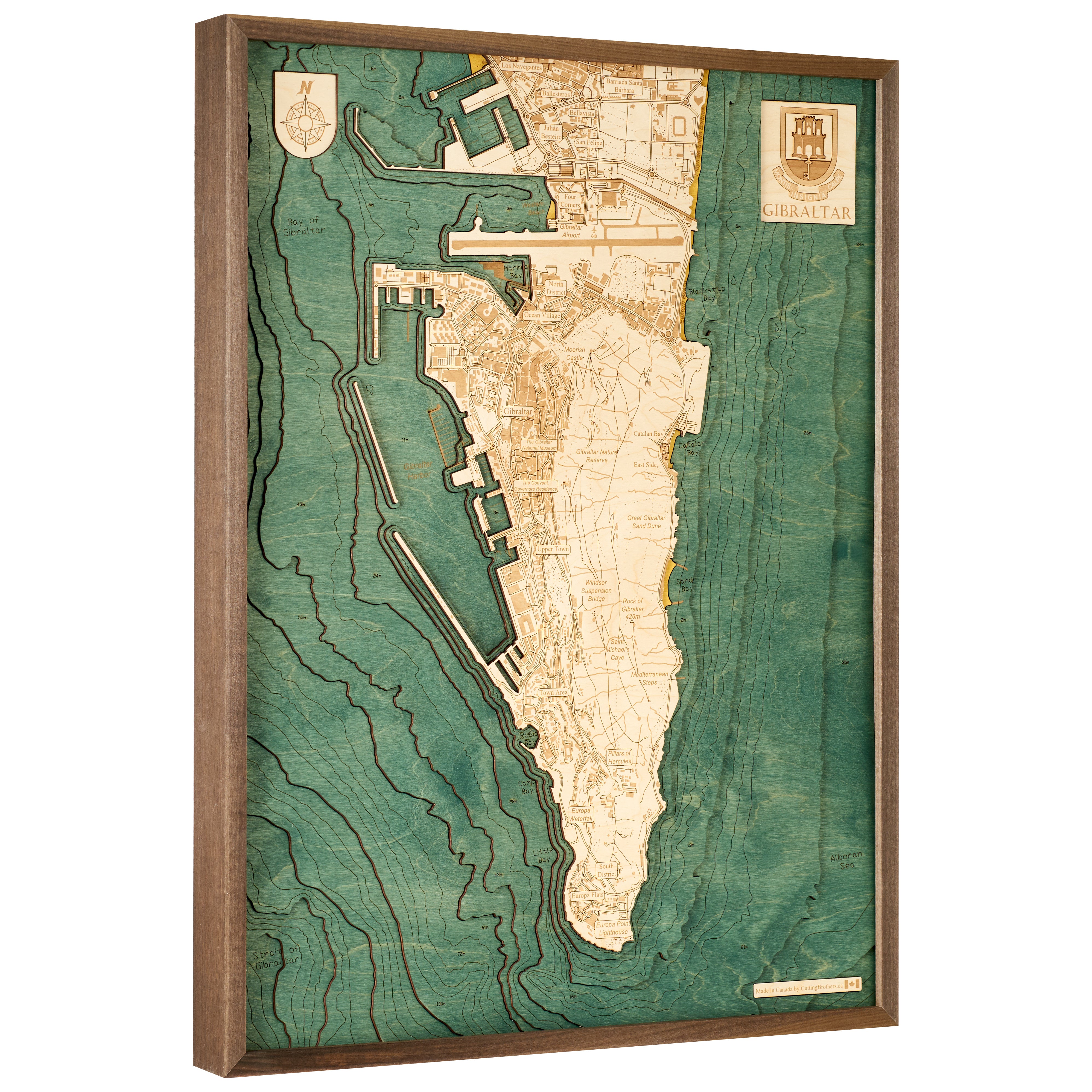 GIBRALTAR 3D WOODEN WALL MAP - Version L
