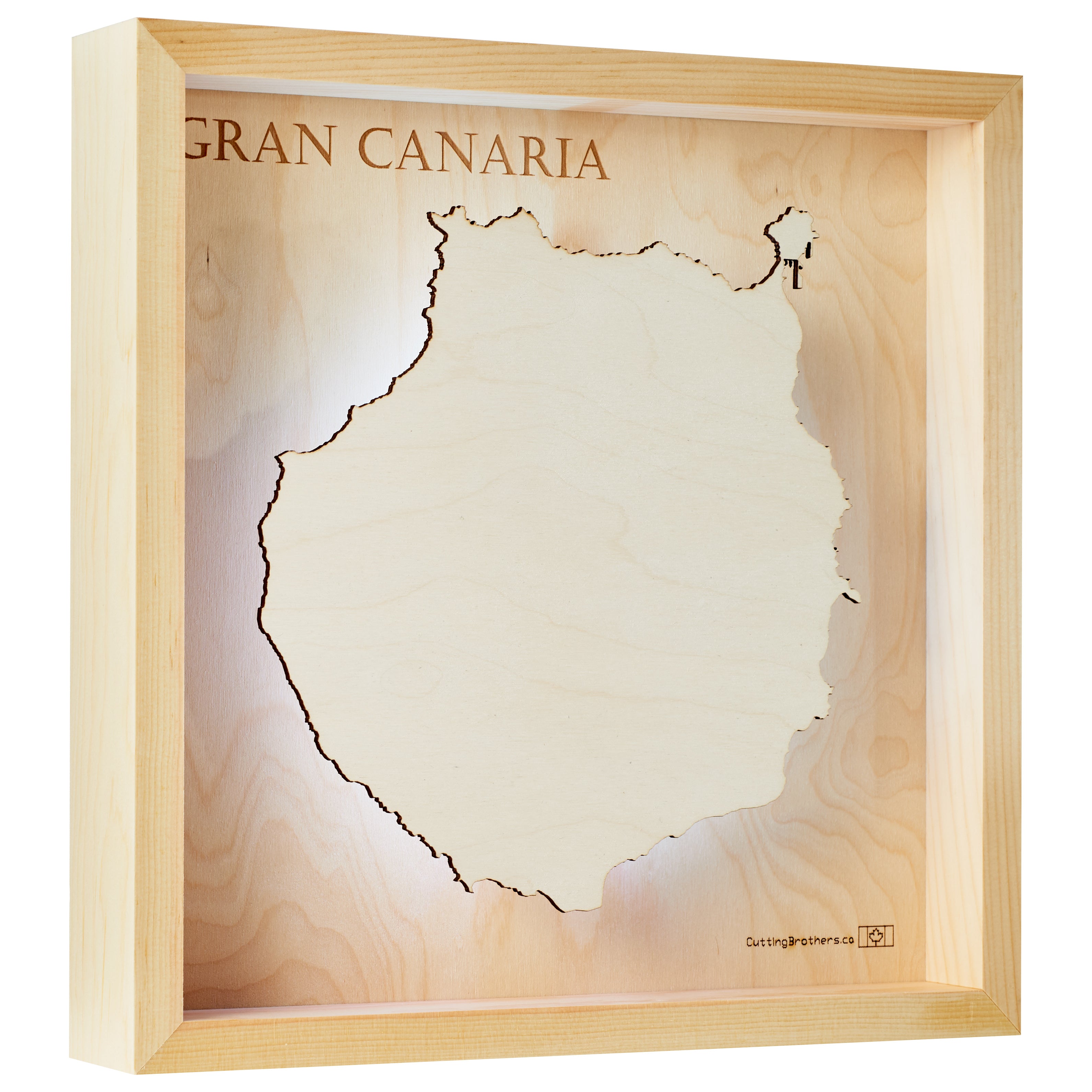 GRAN CANARIA  -  LED LIGHT WOODEN WALL MAP - Version S