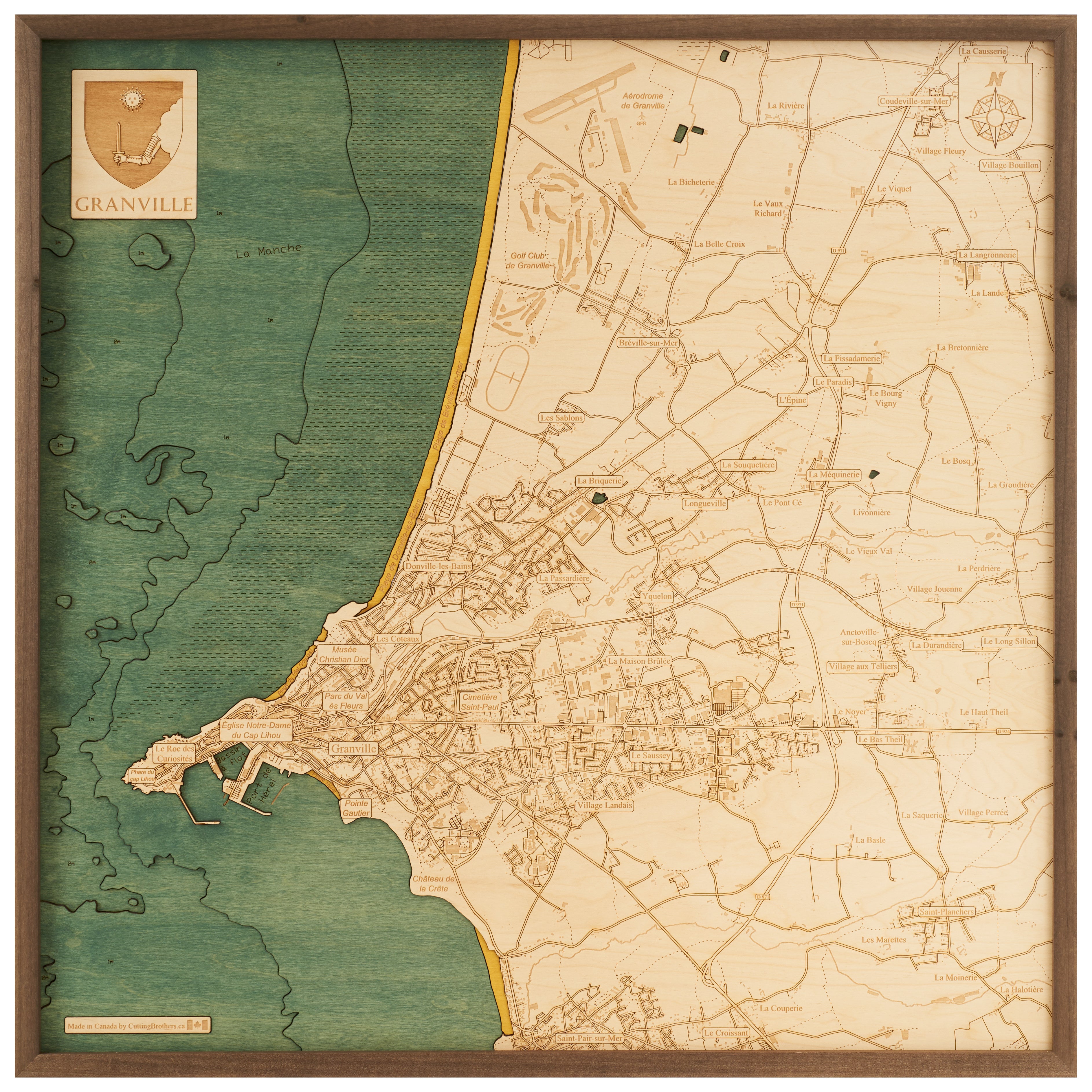 GRANVILLE -  3D WOODEN WALL MAP - Version L