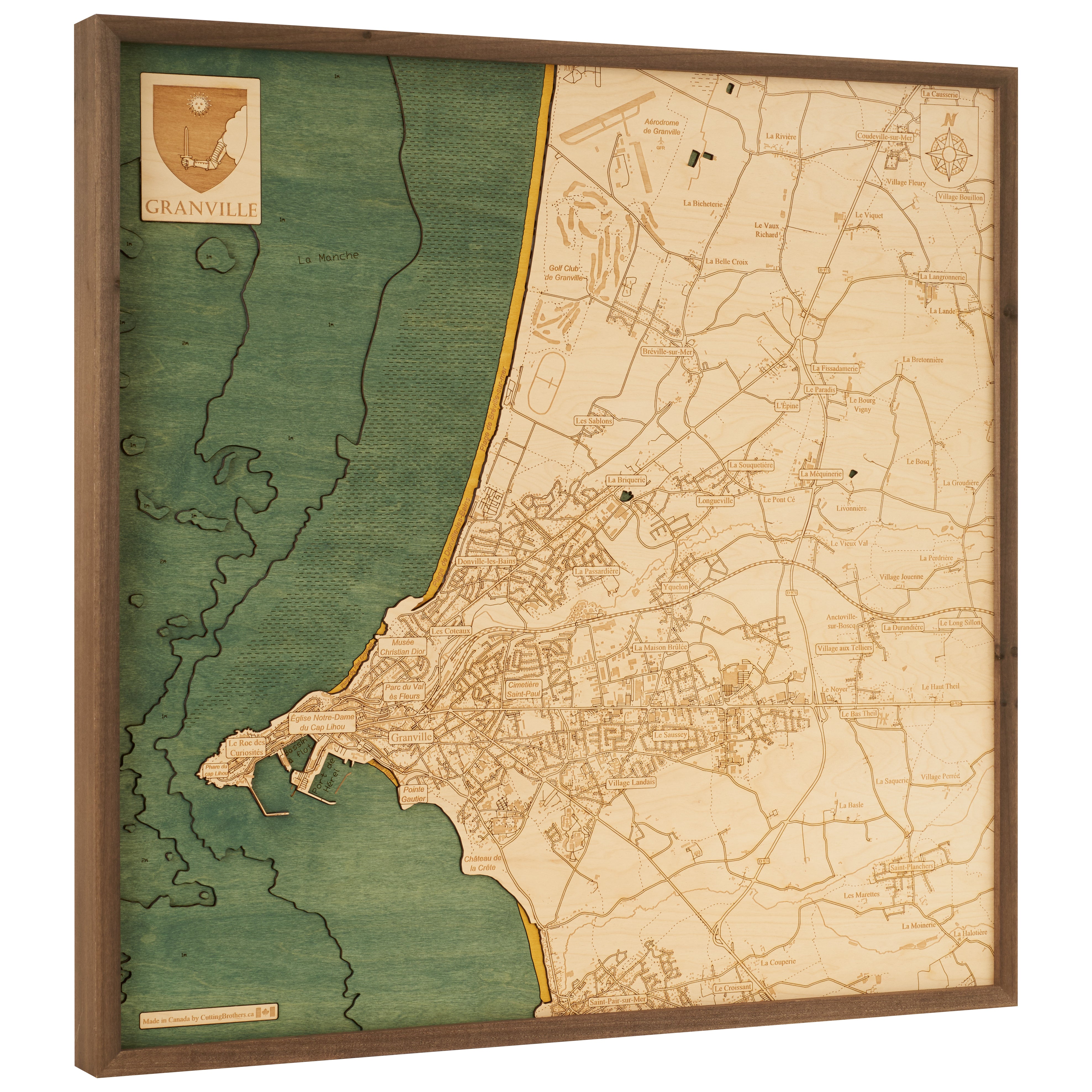 GRANVILLE -  3D WOODEN WALL MAP - Version L