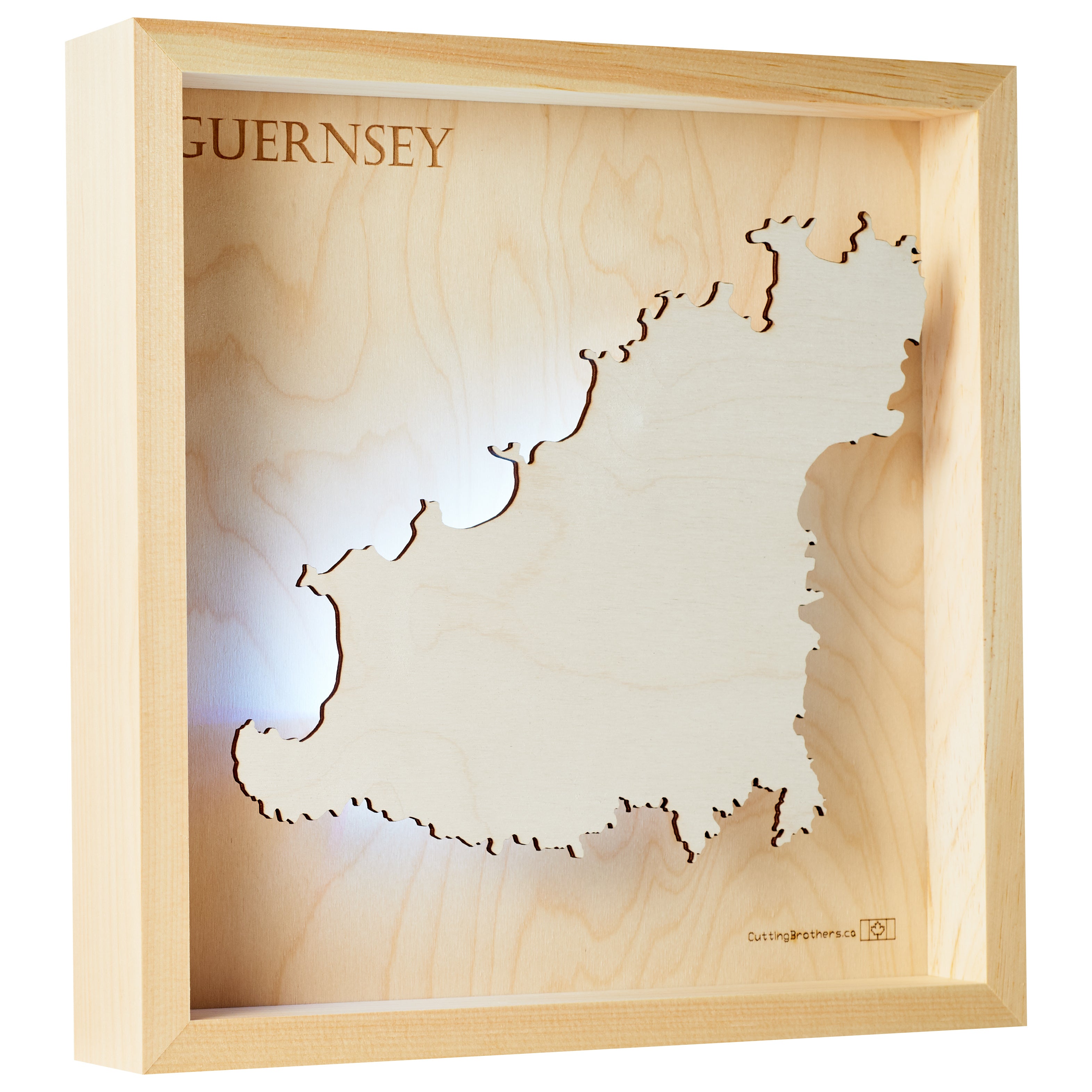GUERNSEY  -  LED LIGHT WOODEN WALL MAP - Version S