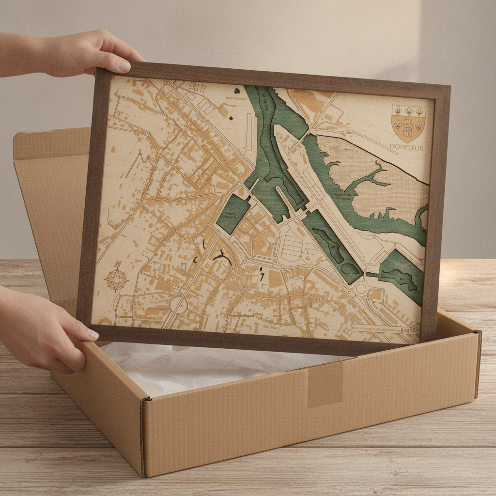 HONFLEUR 3D WOODEN WALL MAP - Version S