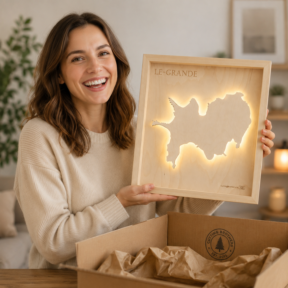 ILLE GRANDE  -  LED LIGHT WOODEN WALL MAP - Version S