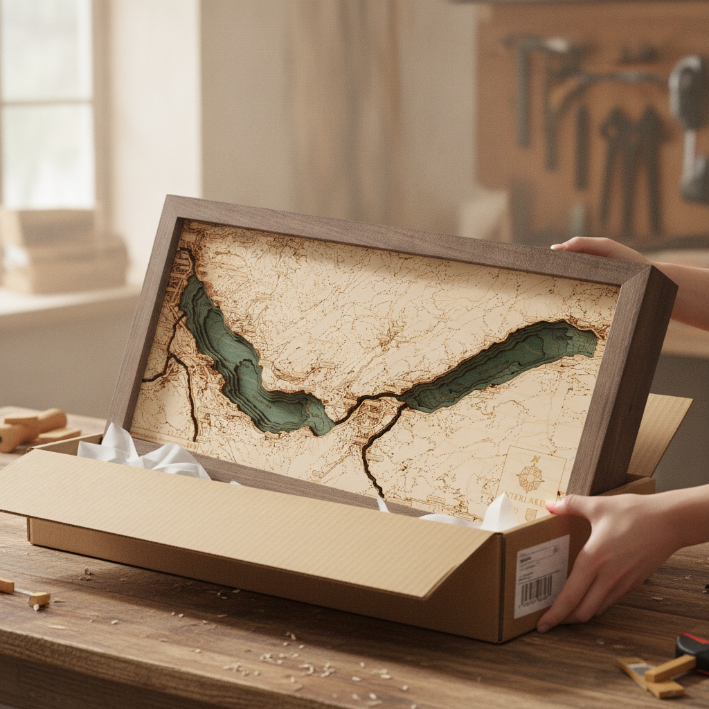 INTERLAKEN WITH BRIENZER - and THUNERSEA 3D WOODEN WALL MAP - Version S