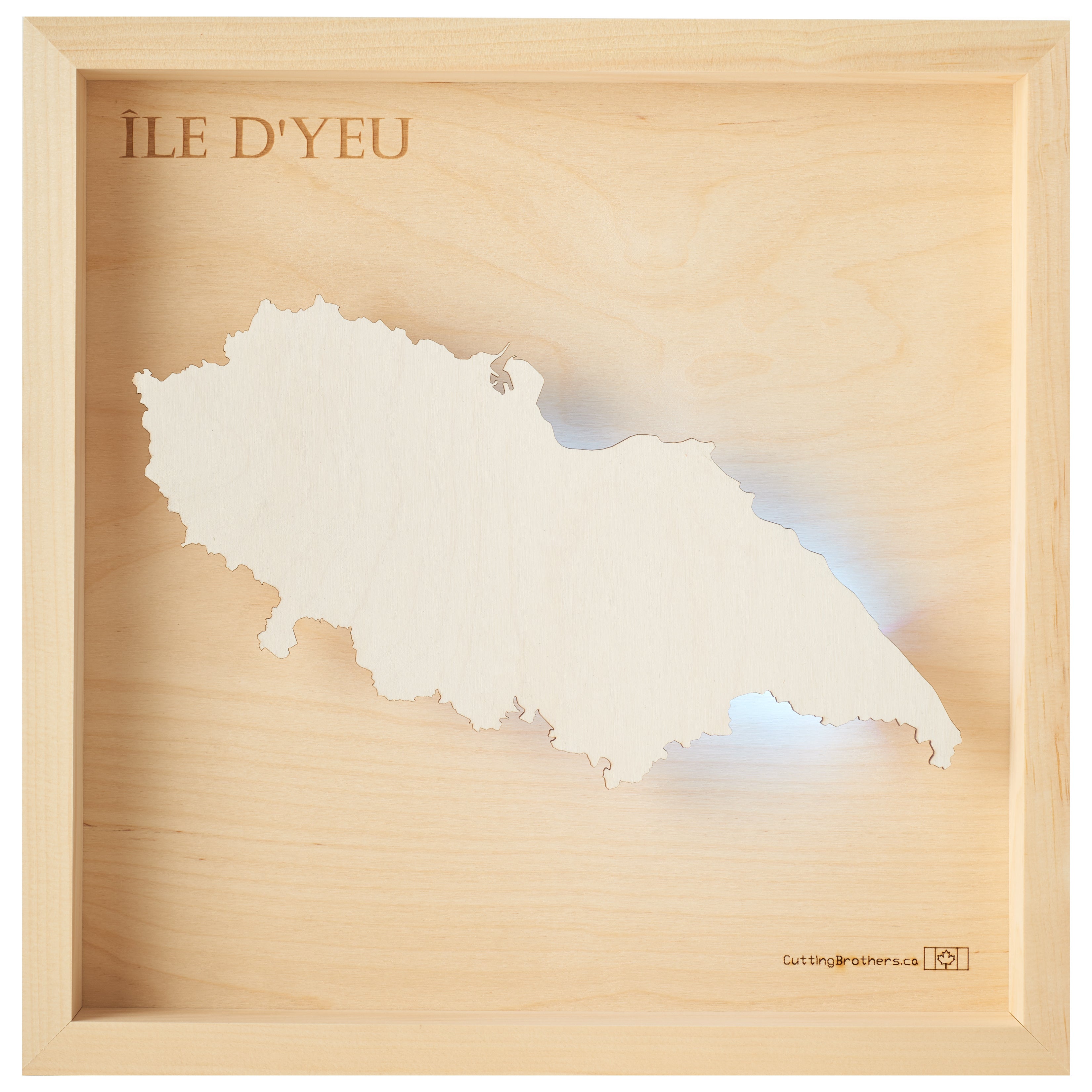 ILLE D`YEU  -  LED LIGHT WOODEN WALL MAP - Version S
