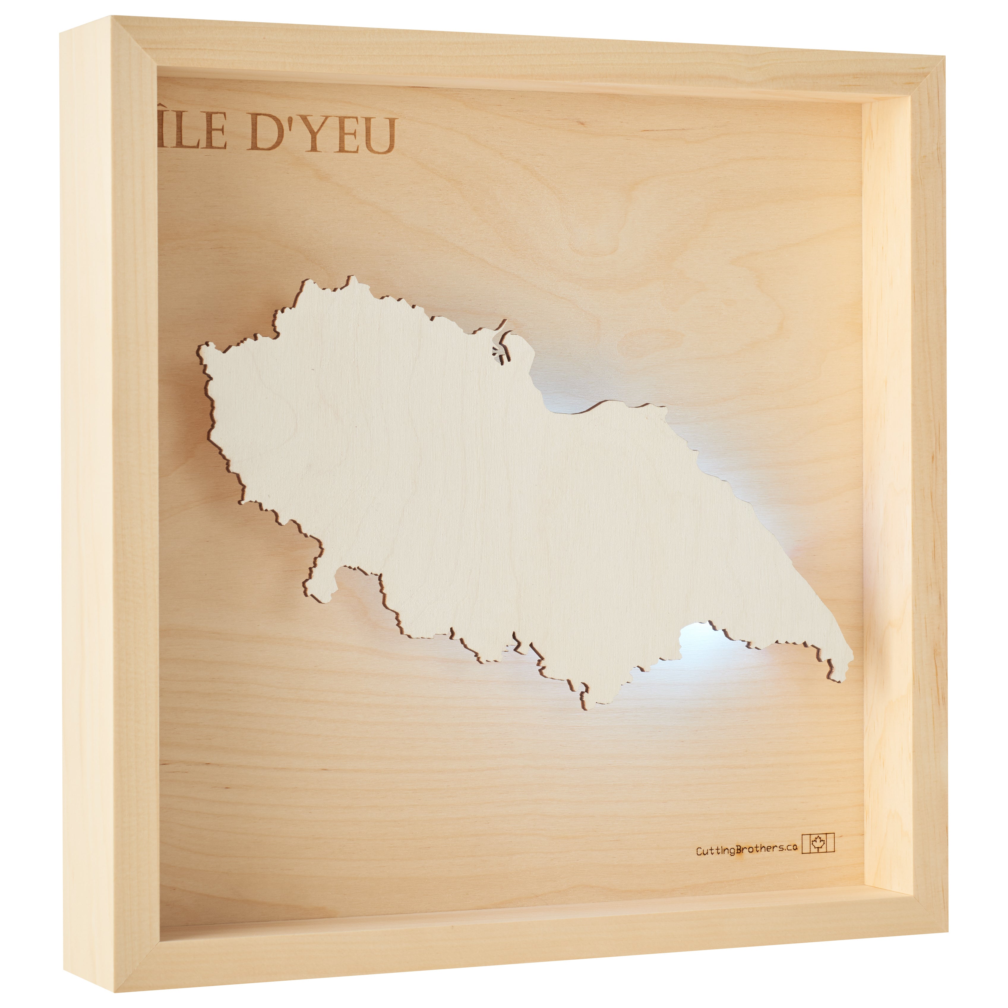 ILLE D`YEU  -  LED LIGHT WOODEN WALL MAP - Version S