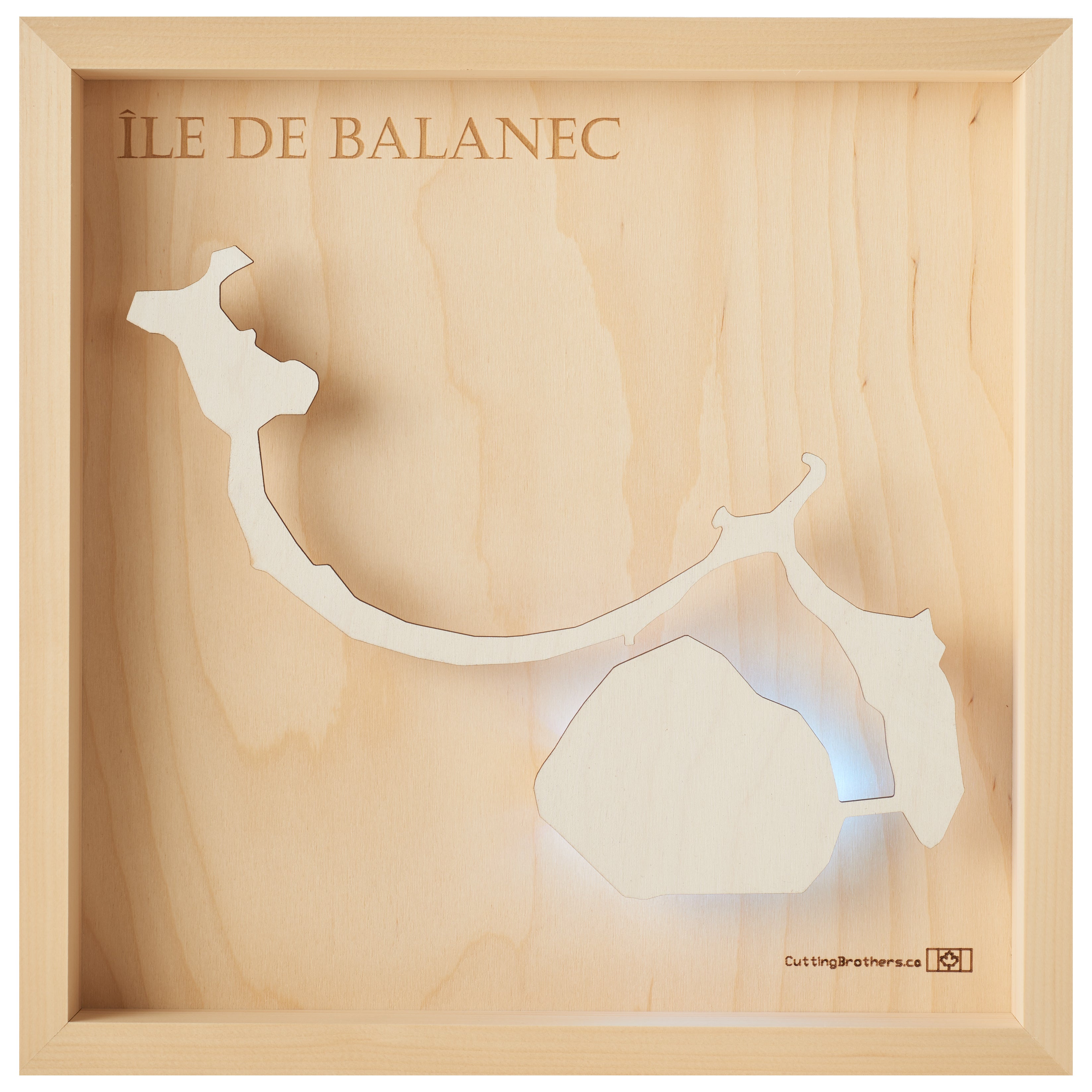 ILLE DE BALANEC  -  LED LIGHT WOODEN WALL MAP - Version S