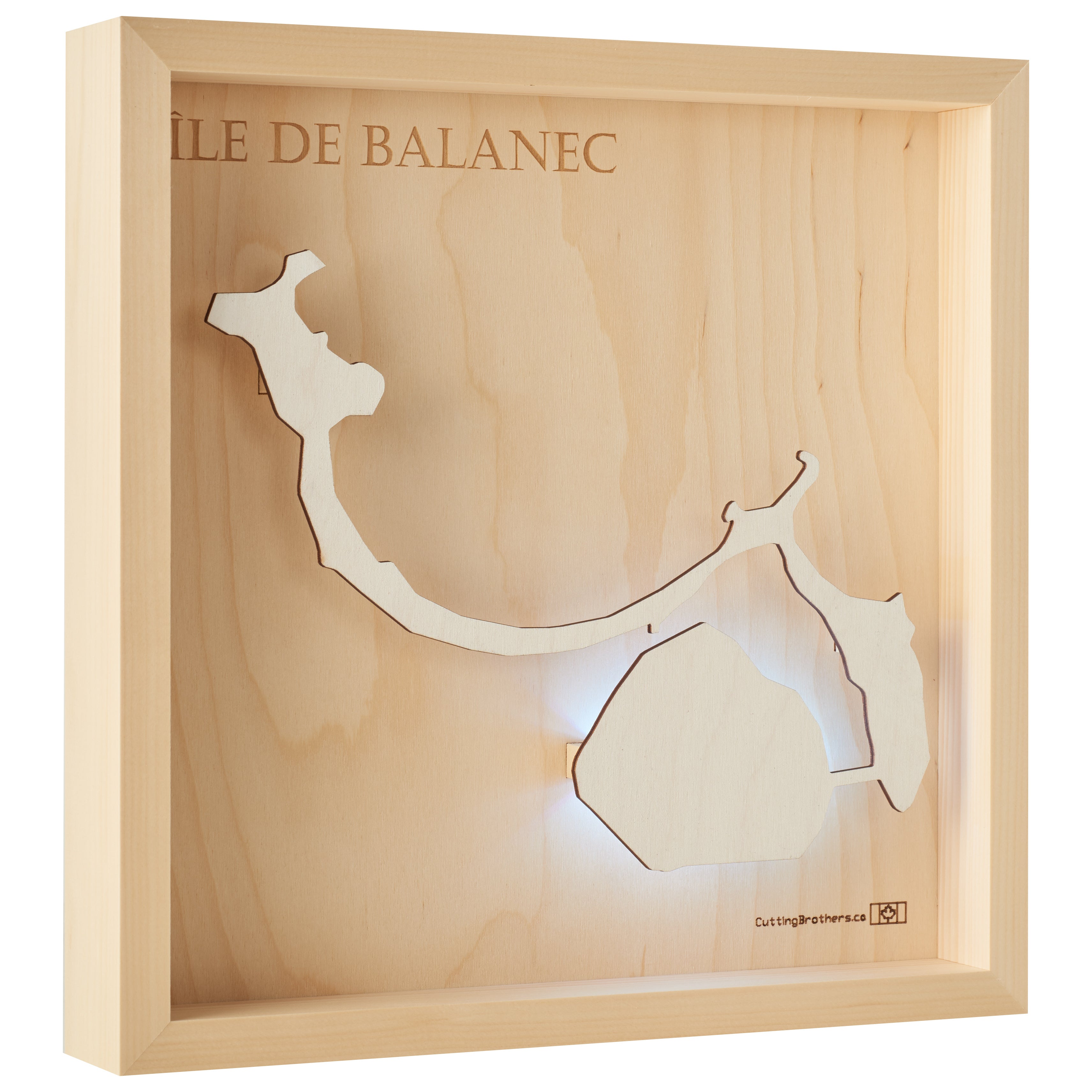 ILLE DE BALANEC  -  LED LIGHT WOODEN WALL MAP - Version S