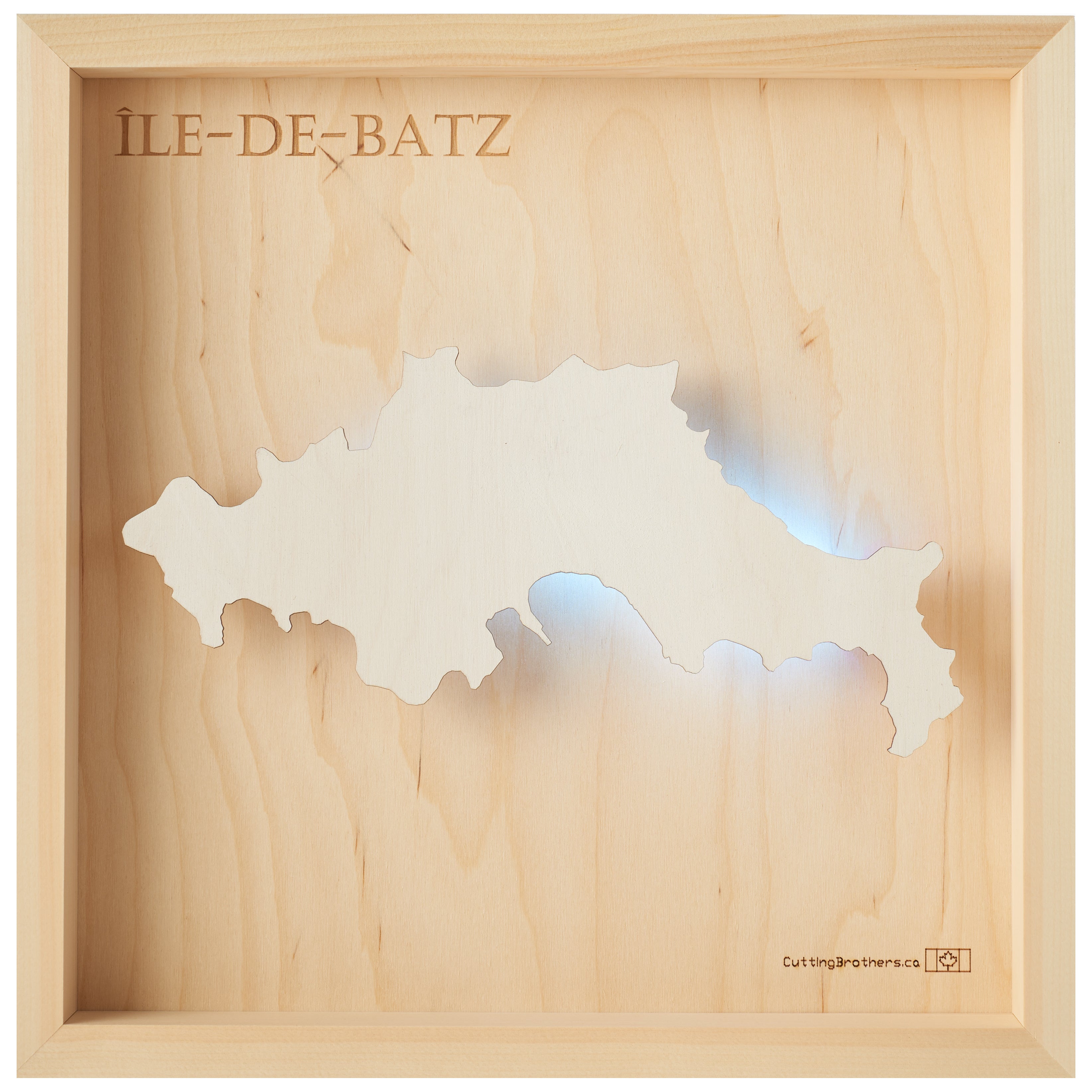 ILLE DE BATZ  -  LED LIGHT WOODEN WALL MAP - Version S