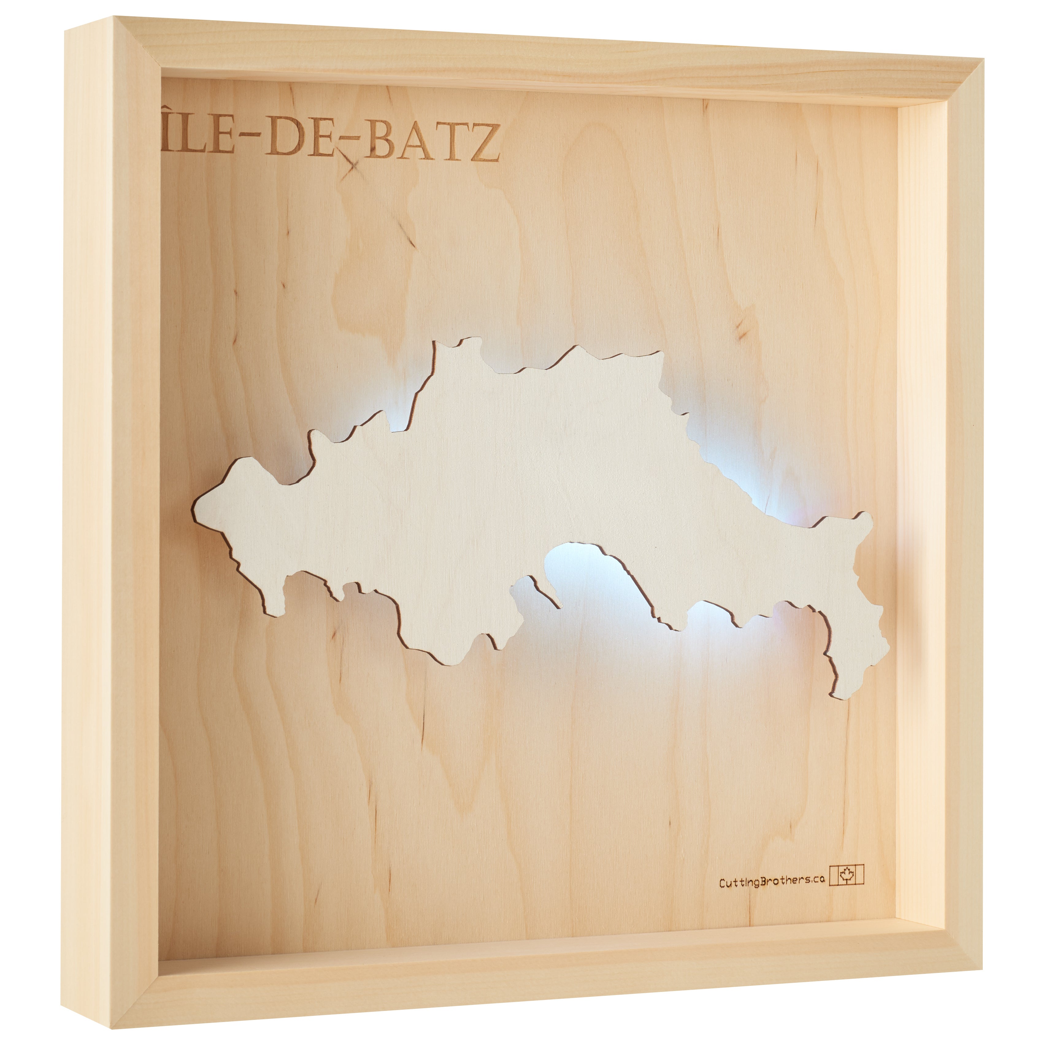 ILLE DE BATZ  -  LED LIGHT WOODEN WALL MAP - Version S