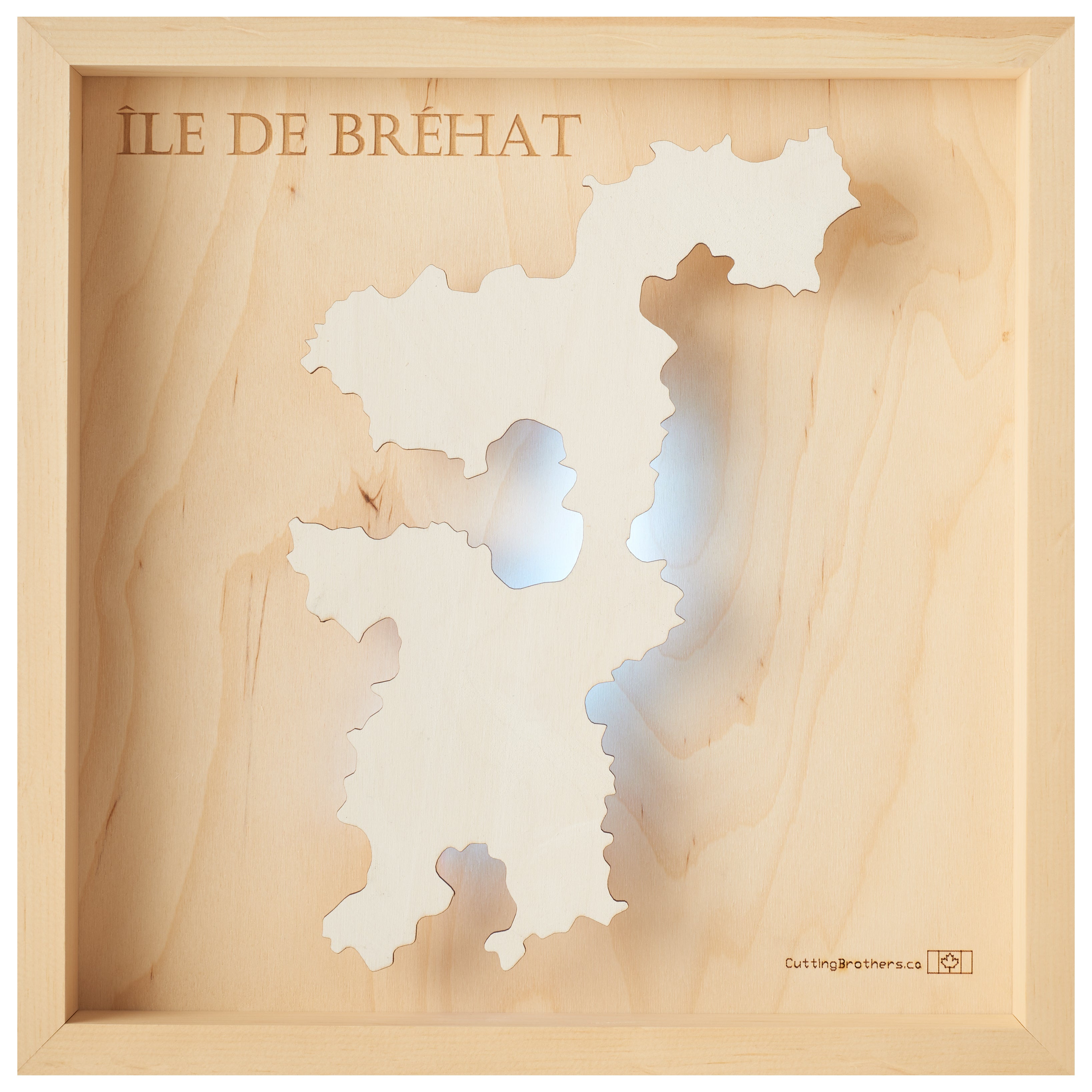 ILLE DE BREHAT  -  LED LIGHT WOODEN WALL MAP - Version S