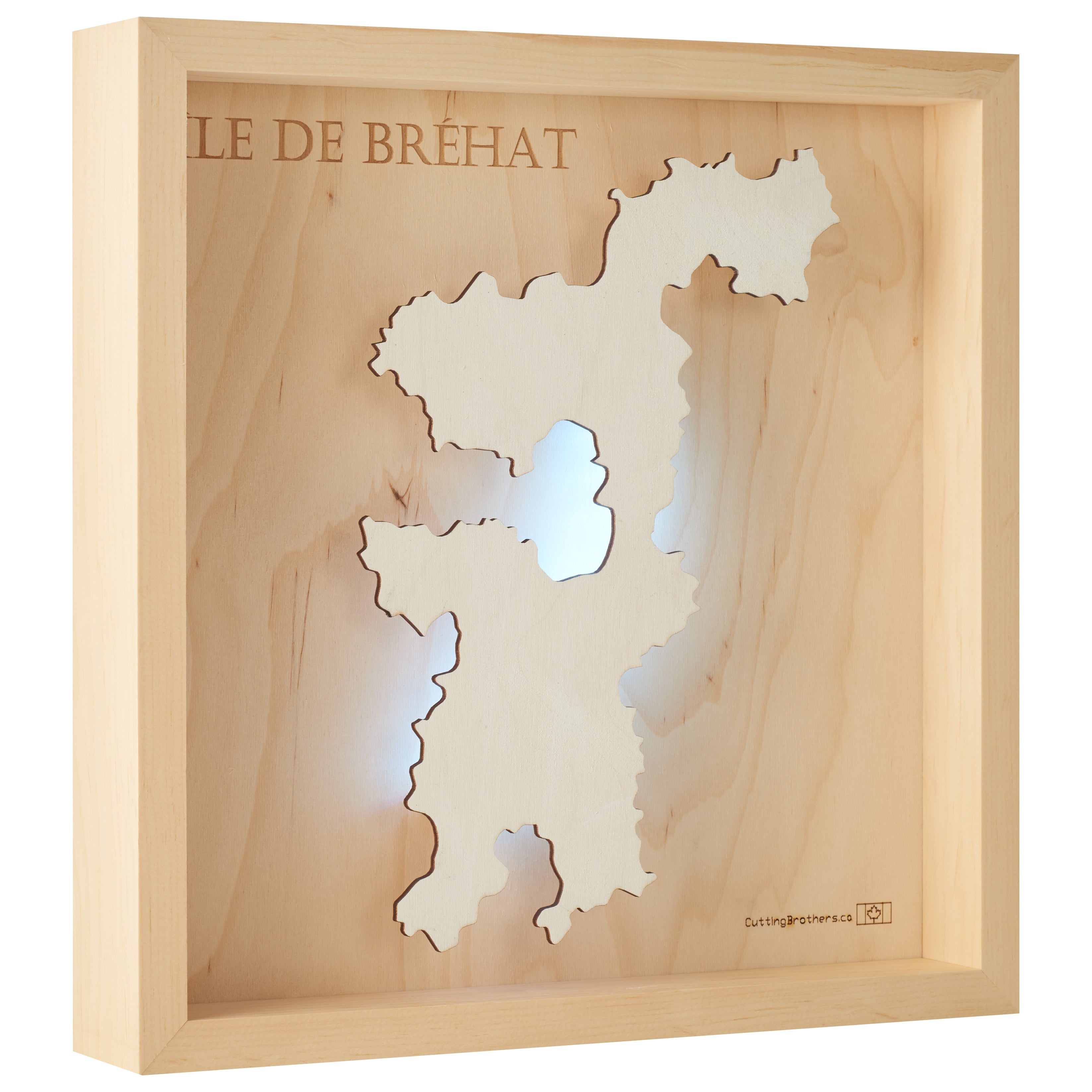 ILLE DE BREHAT  -  LED LIGHT WOODEN WALL MAP - Version S
