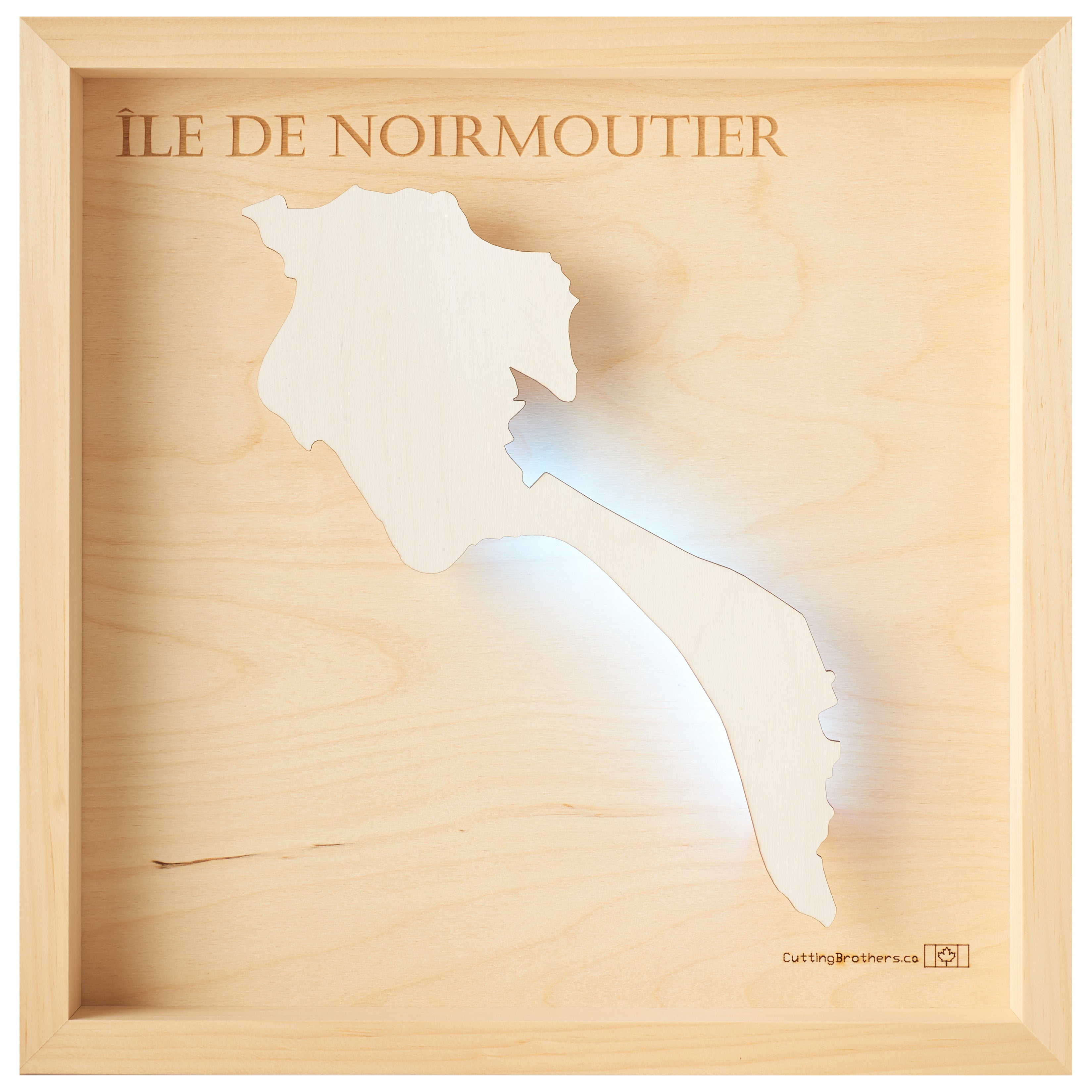 ILLE DE NOIRMOUTIER  -  LED LIGHT WOODEN WALL MAP - Version S