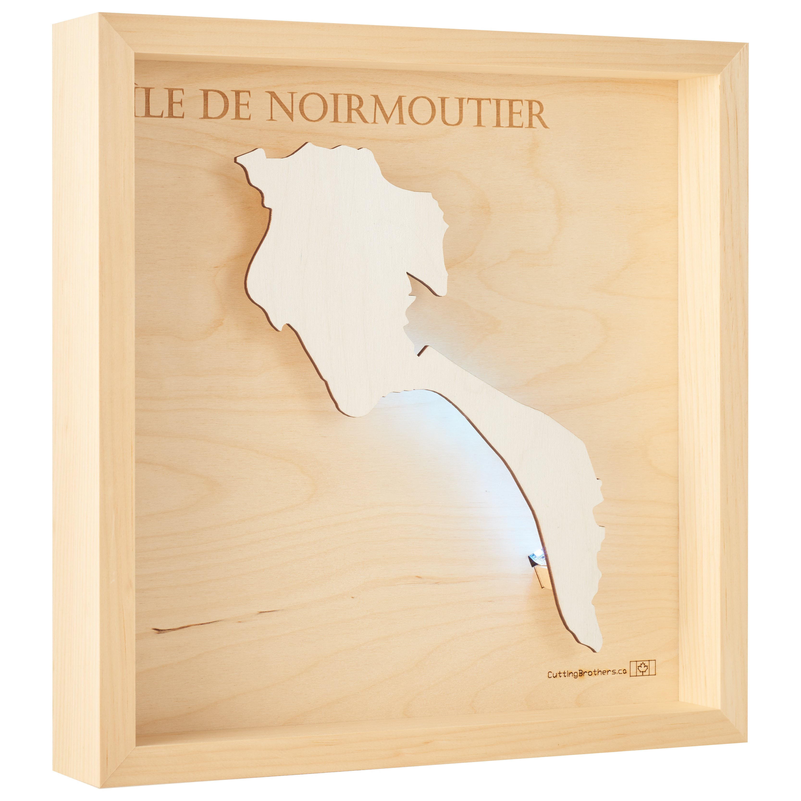 ILLE DE NOIRMOUTIER  -  LED LIGHT WOODEN WALL MAP - Version S