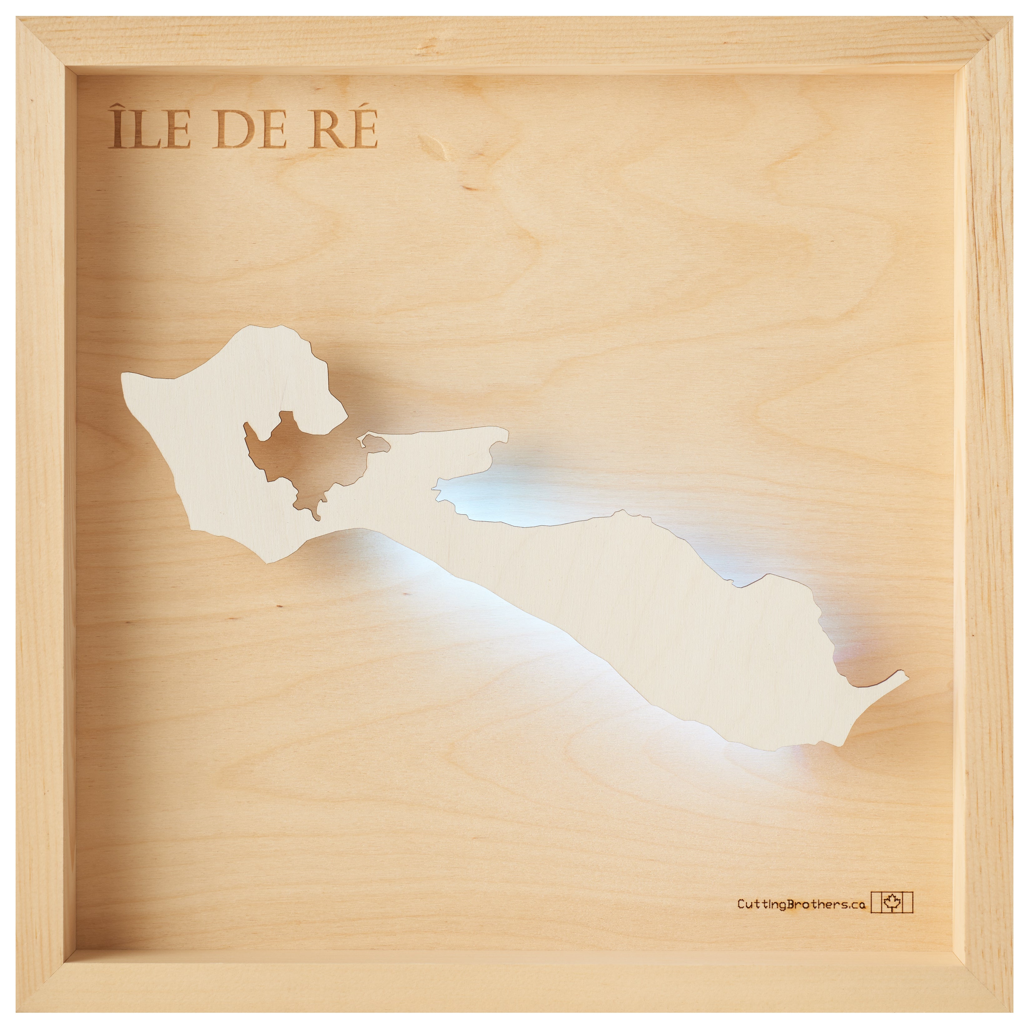 ILLE DE RE  -  LED LIGHT WOODEN WALL MAP - Version S