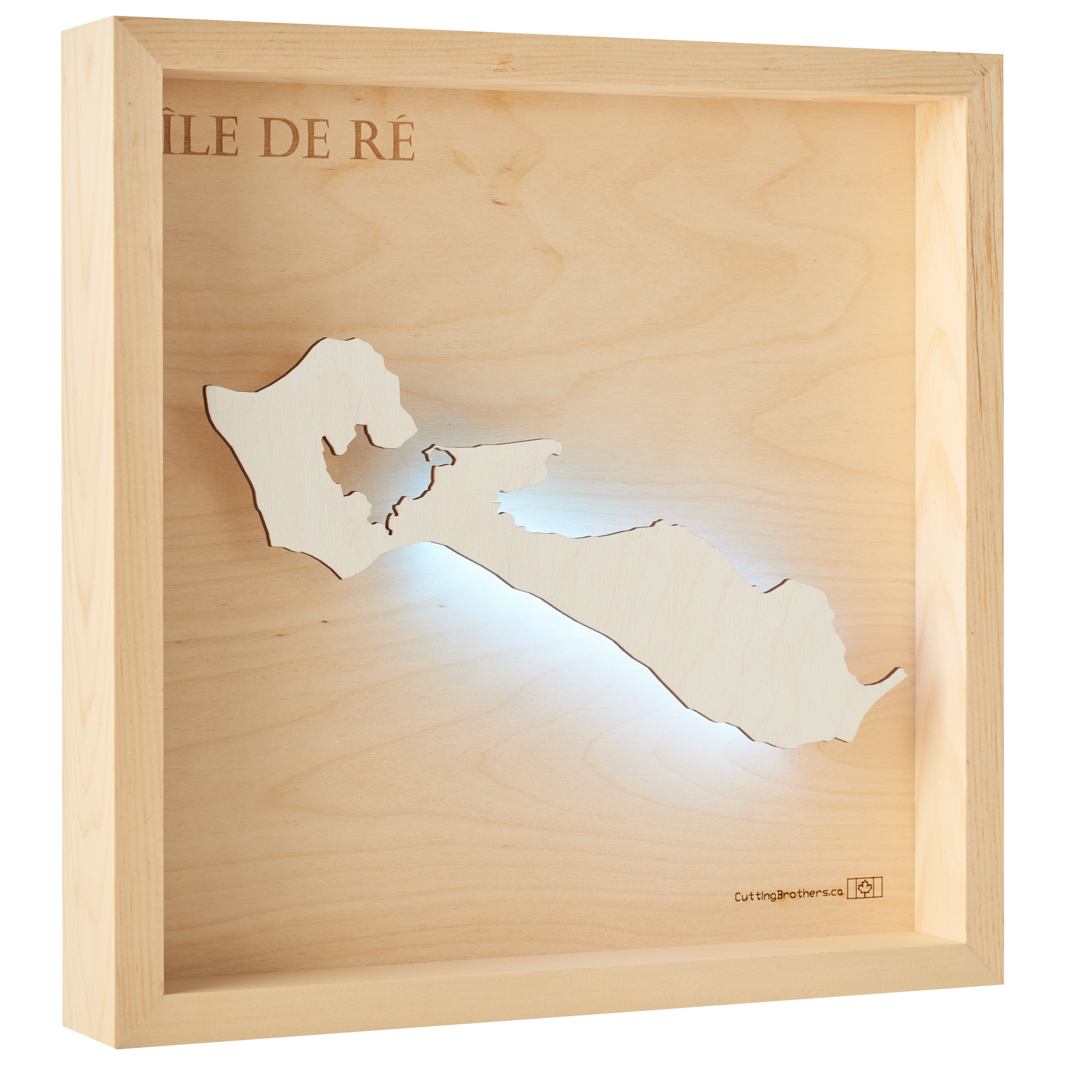 ILLE DE RE  -  LED LIGHT WOODEN WALL MAP - Version S