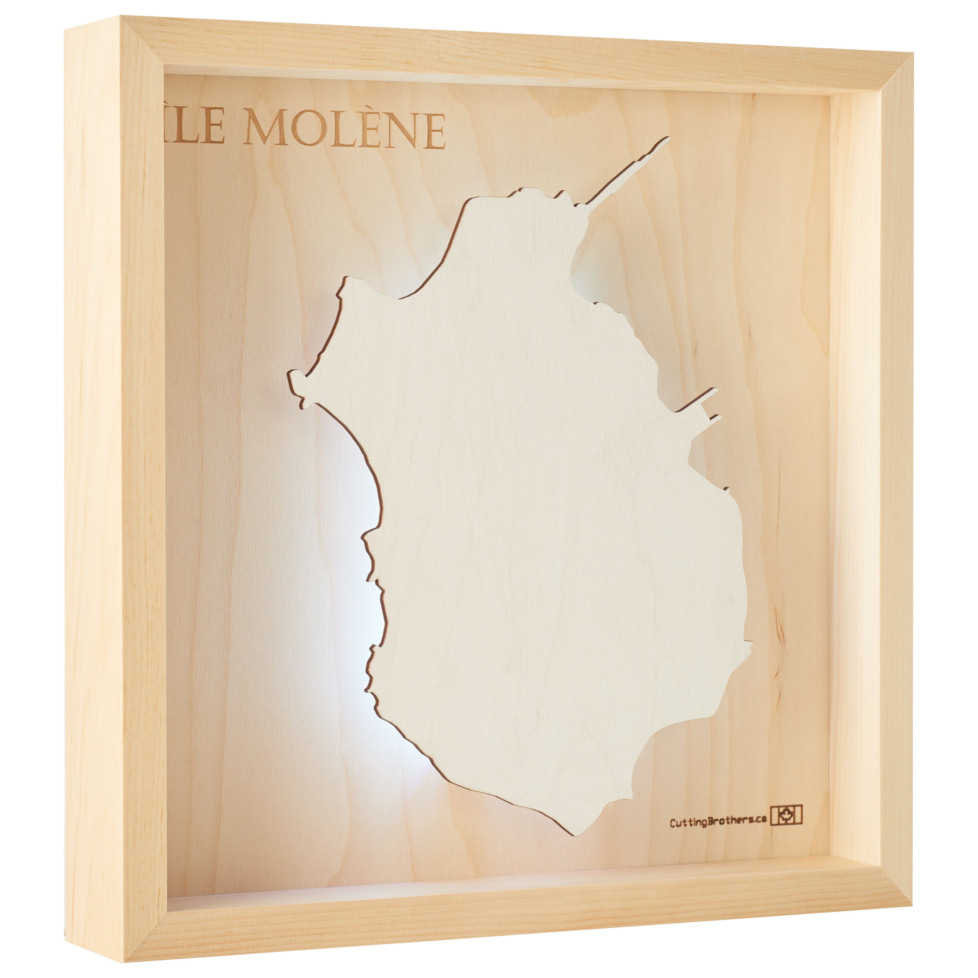 ILLE MOLENE  -  LED LIGHT WOODEN WALL MAP - Version S