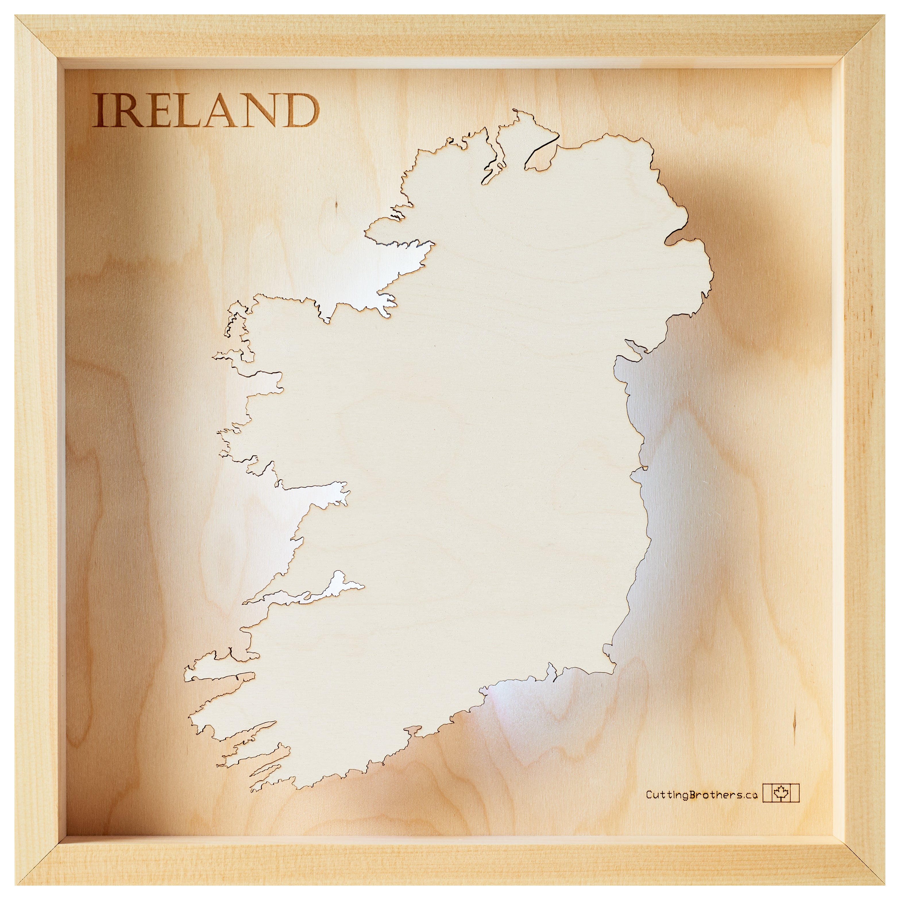 IRELAND  -  LED LIGHT WOODEN WALL MAP - Version S