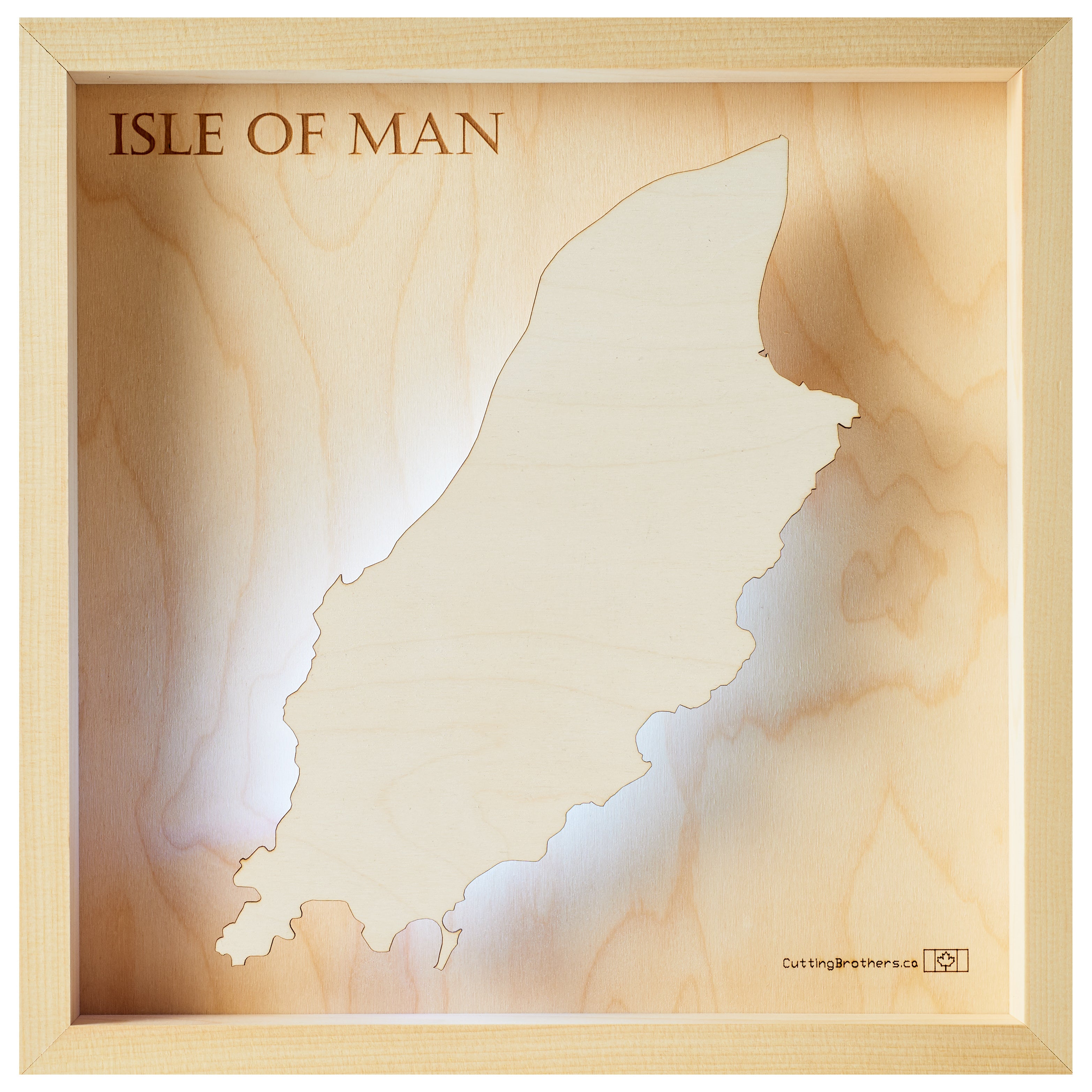 ISLE OF MAN  -  LED LIGHT WOODEN WALL MAP - Version S