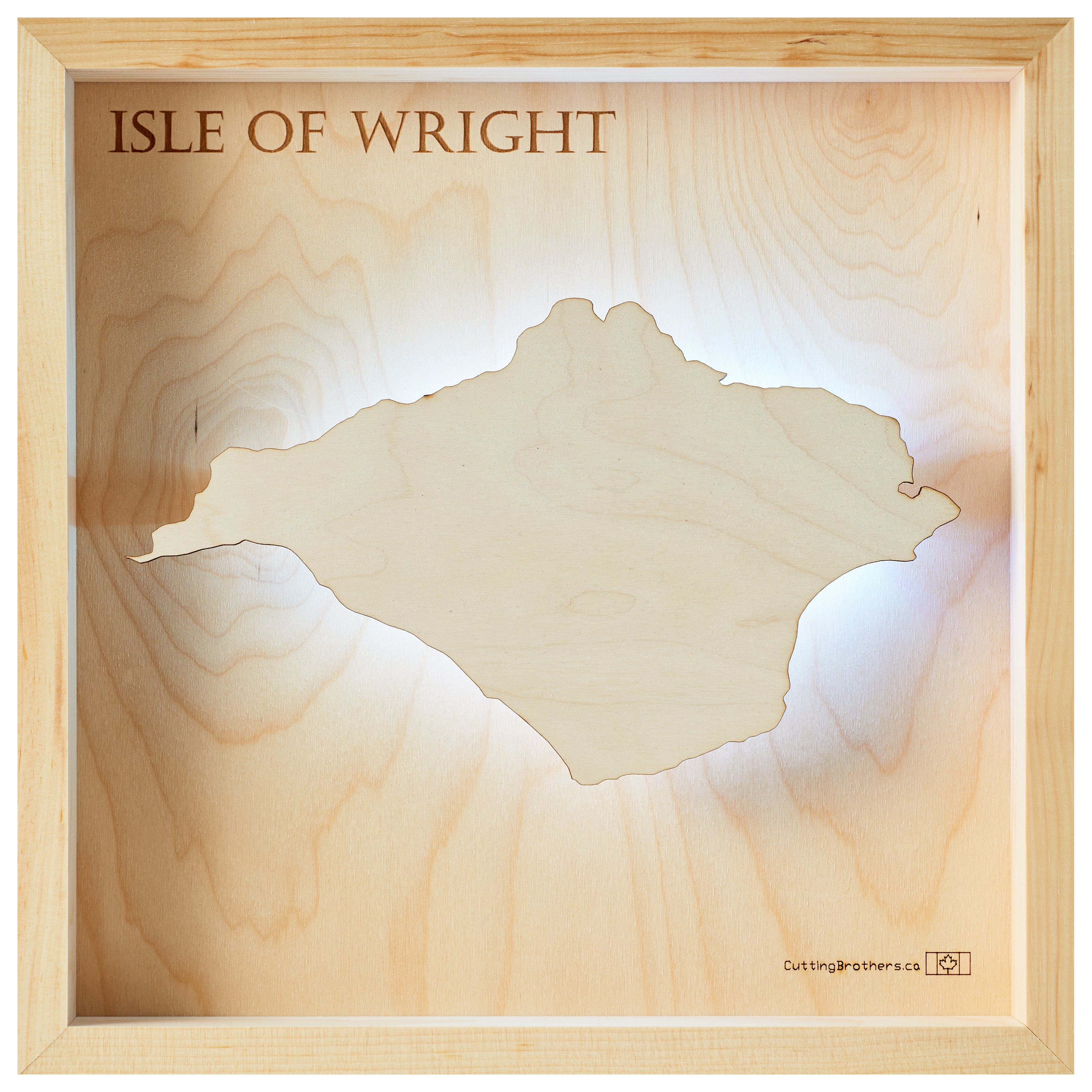 ISLE OF WRIGHT  -  LED LIGHT WOODEN WALL MAP - Version S