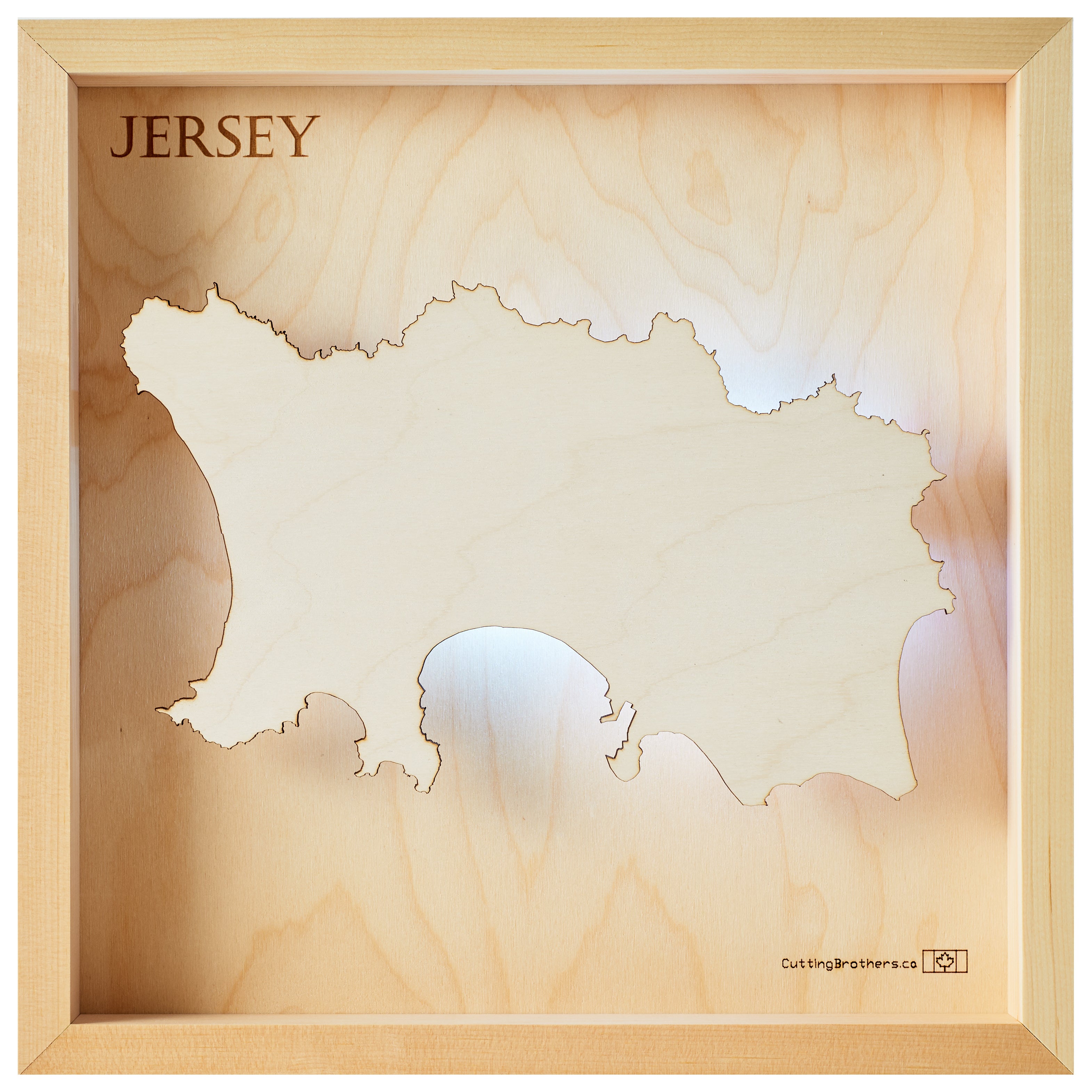 JERSEY  -  LED LIGHT WOODEN WALL MAP - Version S