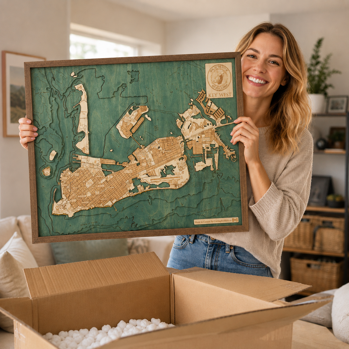KEY WEST 3D WOODEN WALL MAP - Version L