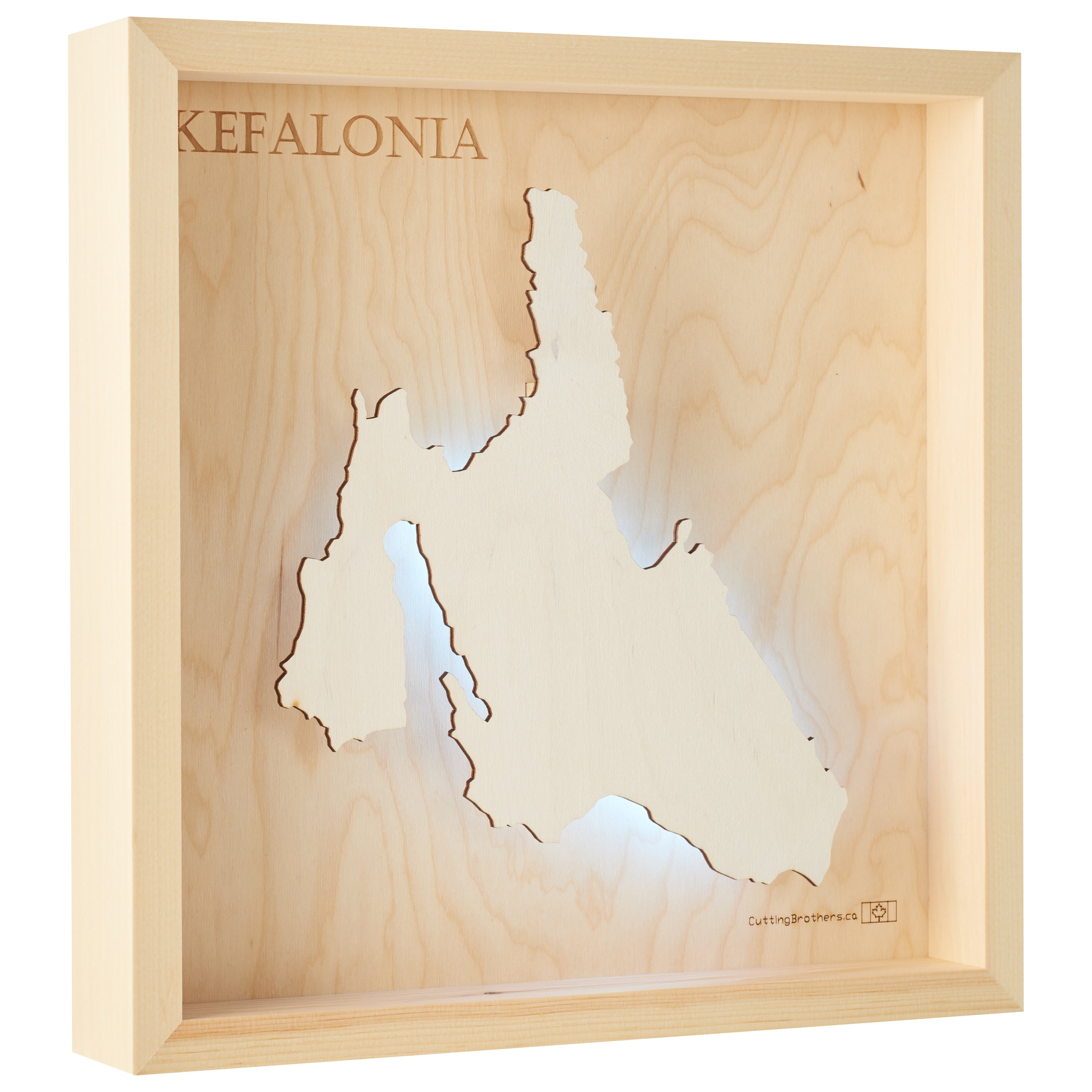 KEFALONIA  -  LED LIGHT WOODEN WALL MAP - Version S