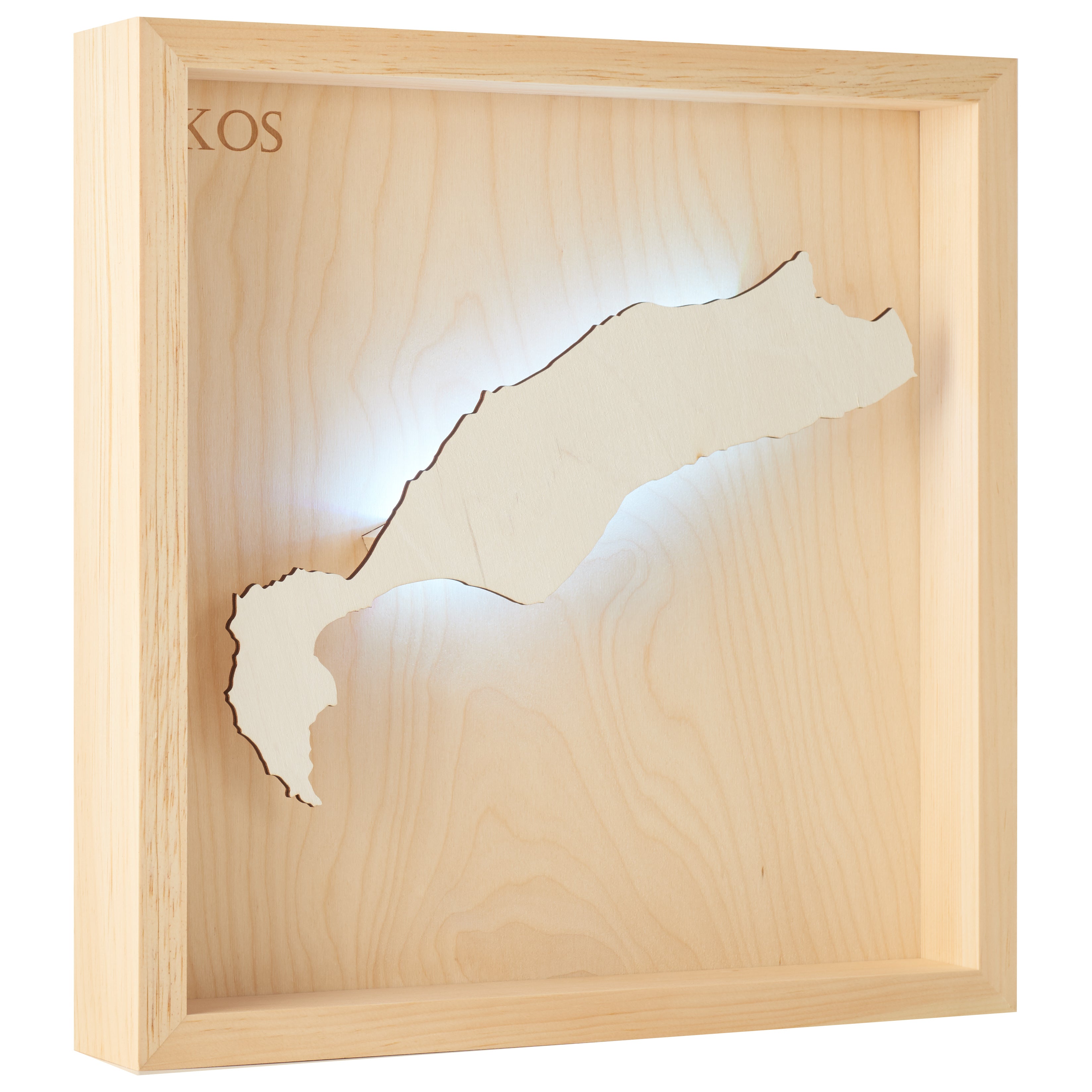 KOS  -  LED LIGHT WOODEN WALL MAP - Version S