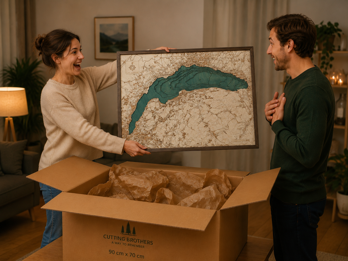 GENEVA 3D WOODEN WALL MAP - Version L