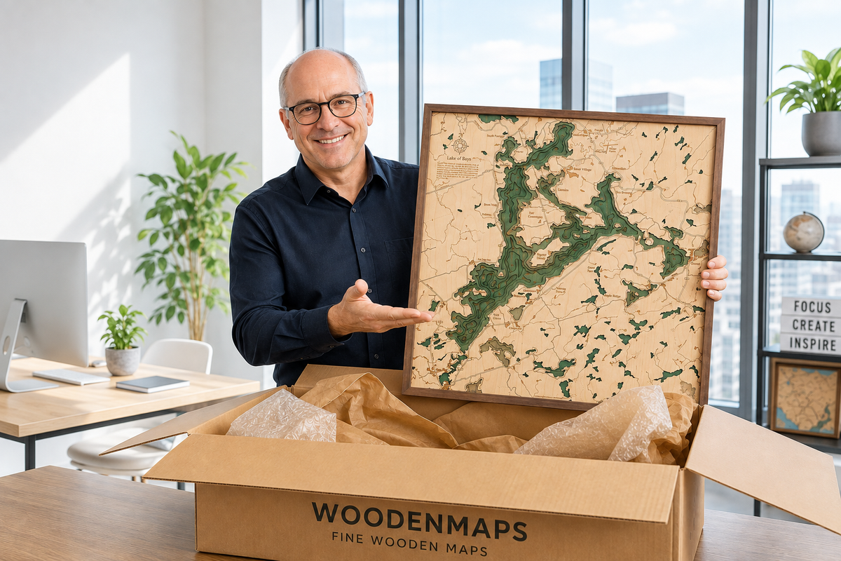 LAKE OF BAYS 3D WOODEN WALL MAP - Version L