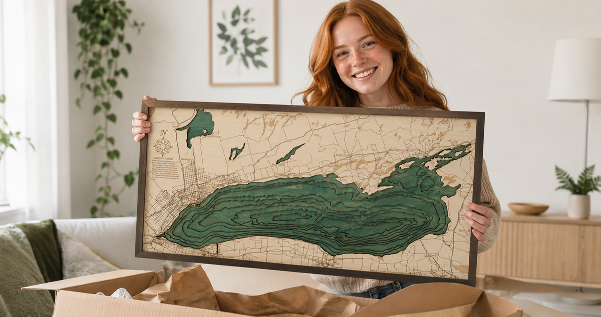 LAKE ONTARIO 3D WOODEN WALL MAP - Version M