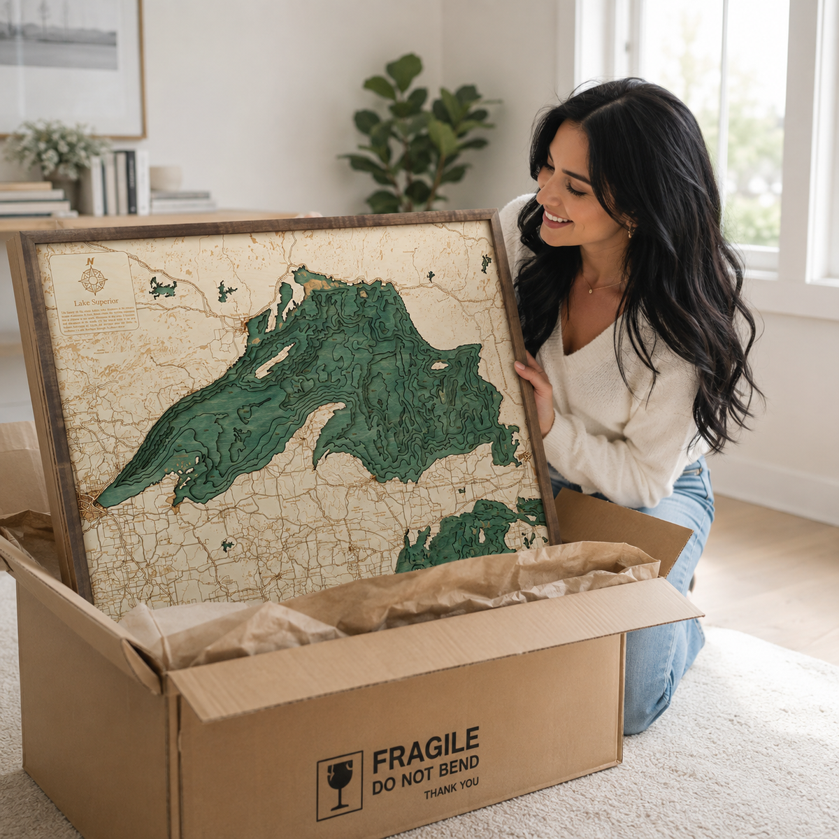 LAKE SUPERIOR 3D WOODEN WALL MAP - Version L