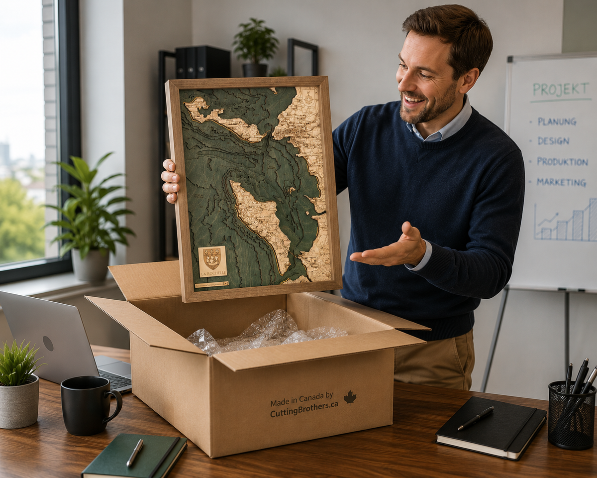 LA ROCHELLE -  3D WOODEN WALL MAP - Version S