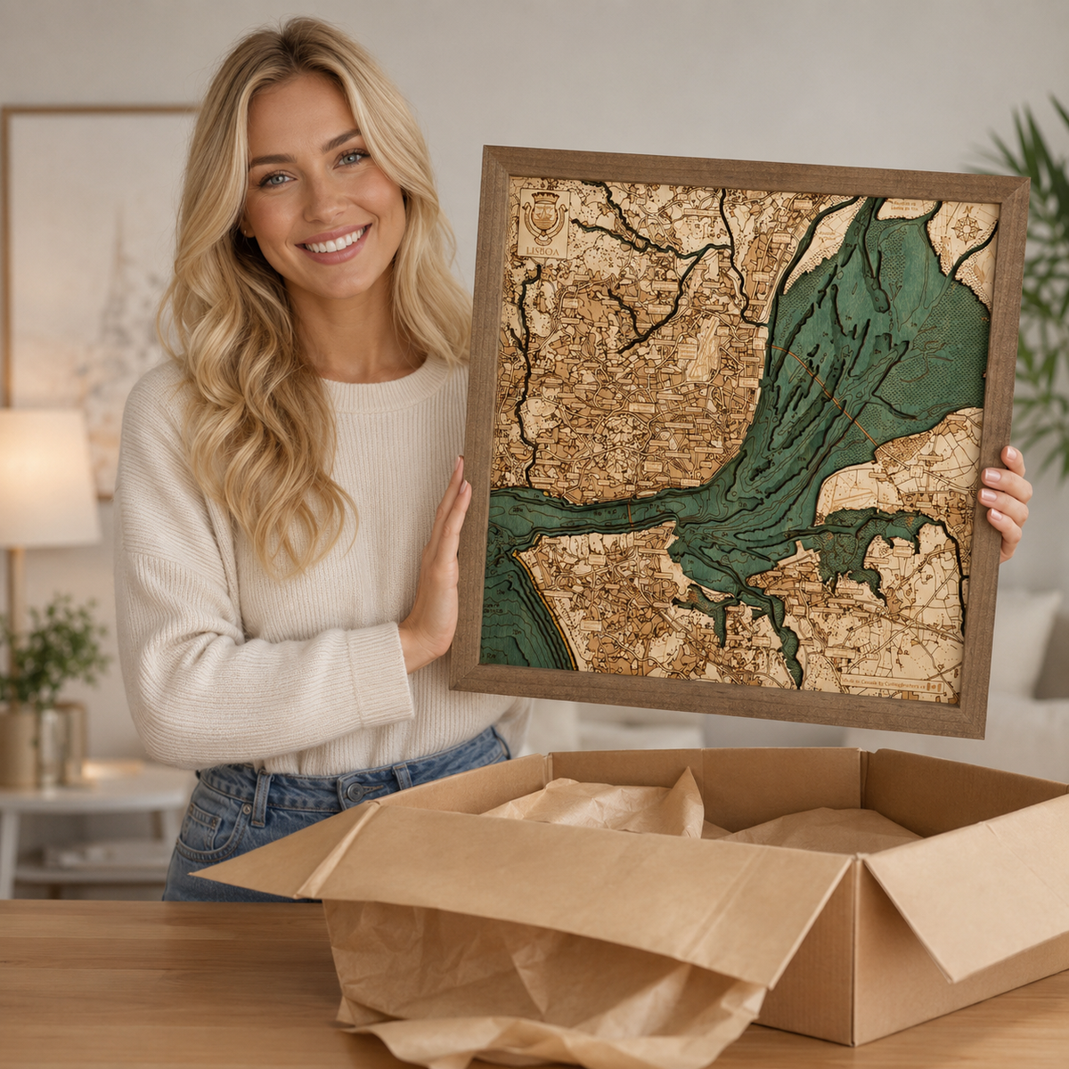 LISBOA 3D WOODEN WALL MAP - Version S