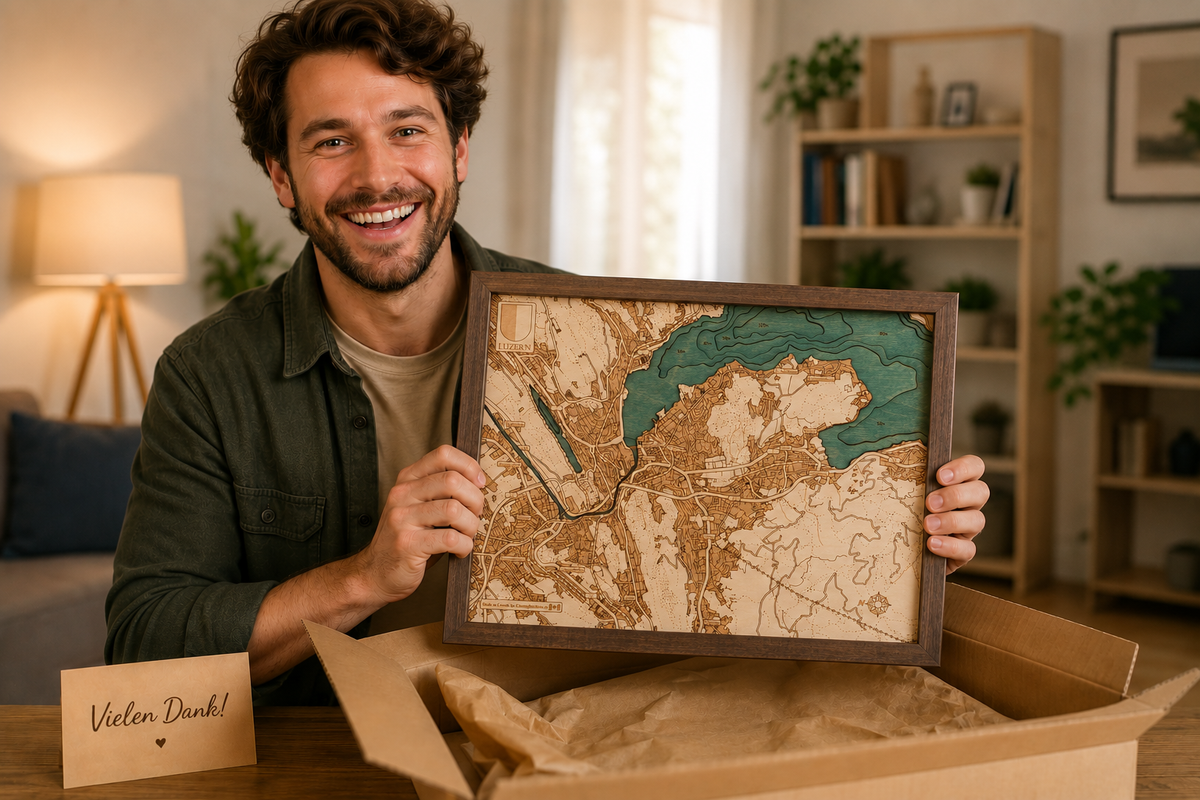 LUCERNE 3D WOODEN WALL MAP - Version S