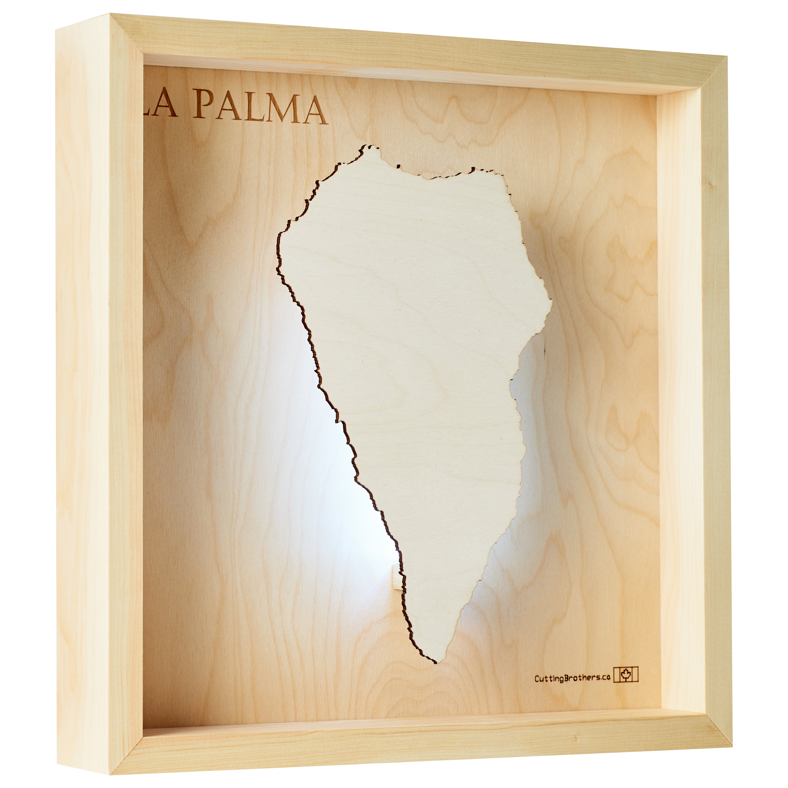LA PALMA  -  LED LIGHT WOODEN WALL MAP - Version S