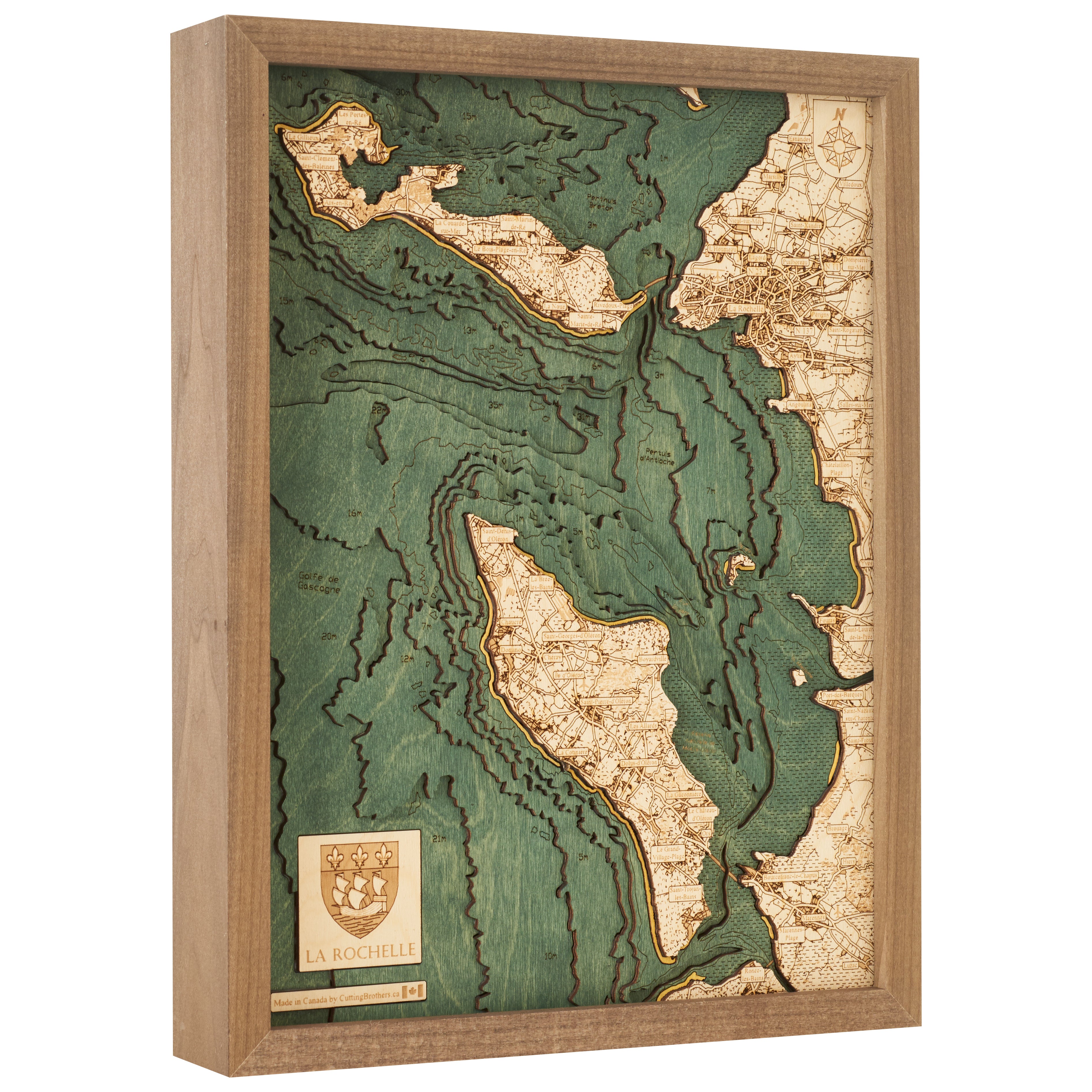 LA ROCHELLE -  3D WOODEN WALL MAP - Version S