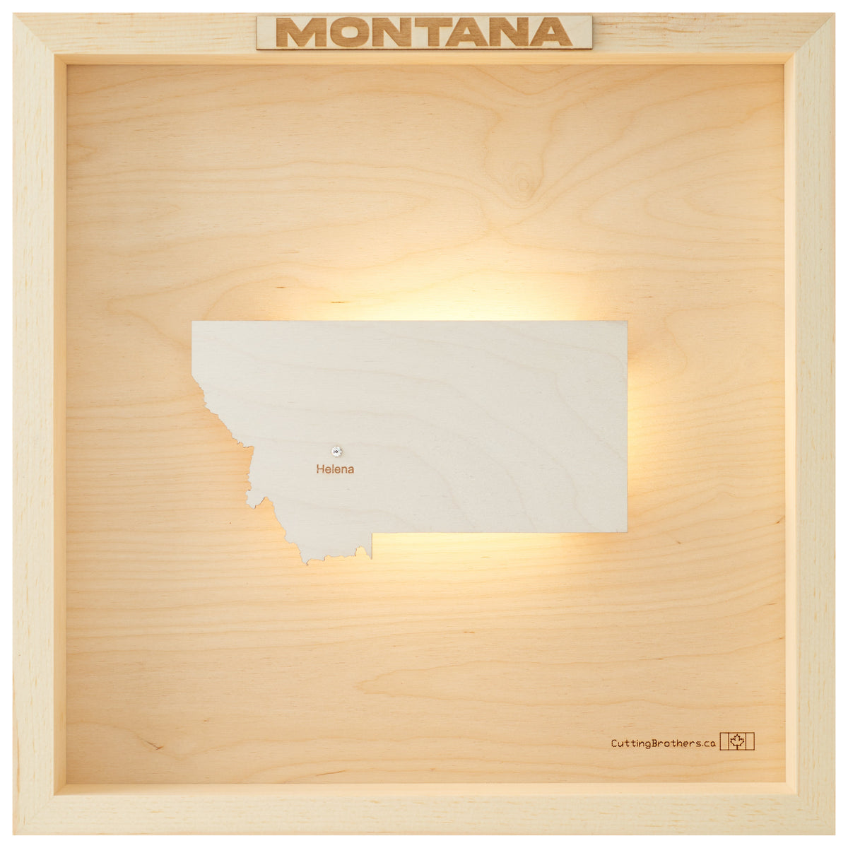 Small Map Light MONTANA LED LIGHT WOODEN WALL MAP - Version S