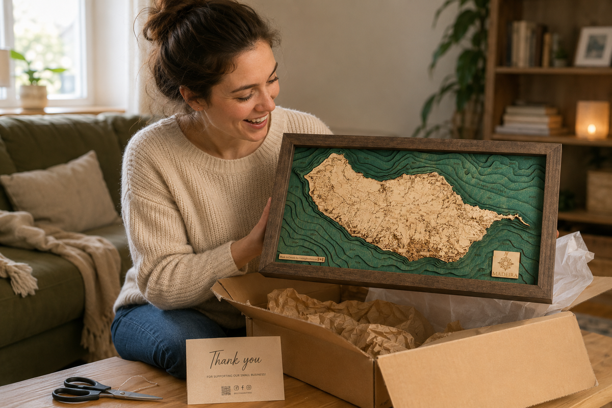MADEIRA  -  3D WOODEN WALL MAP - Version S