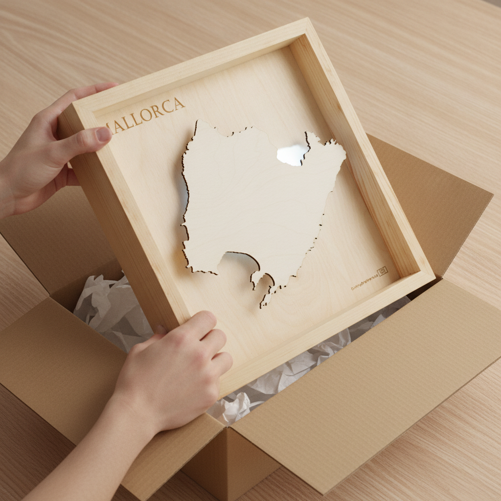 MALLORCA  -  LED LIGHT WOODEN WALL MAP - Version S