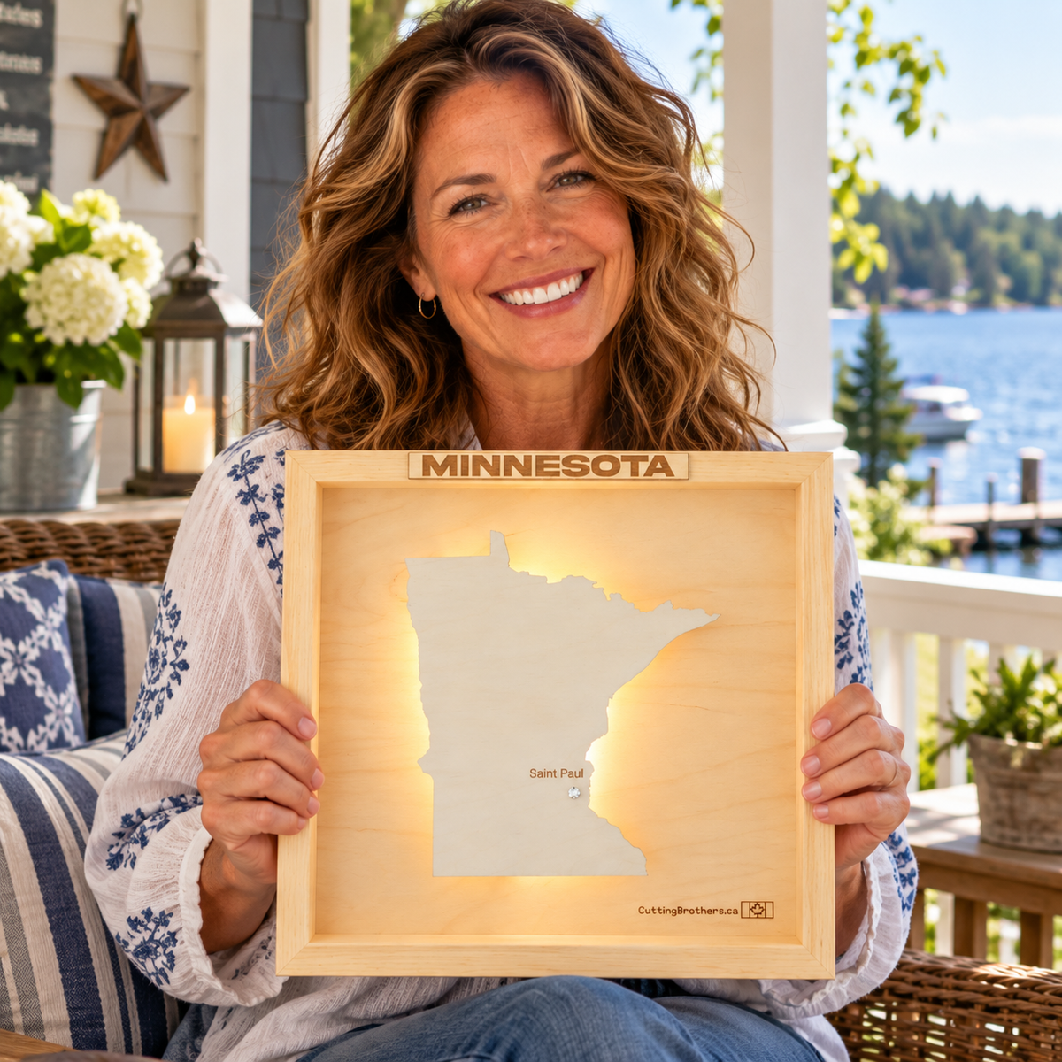 MINNESOTA LED LIGHT WOODEN WALL MAP - Version S