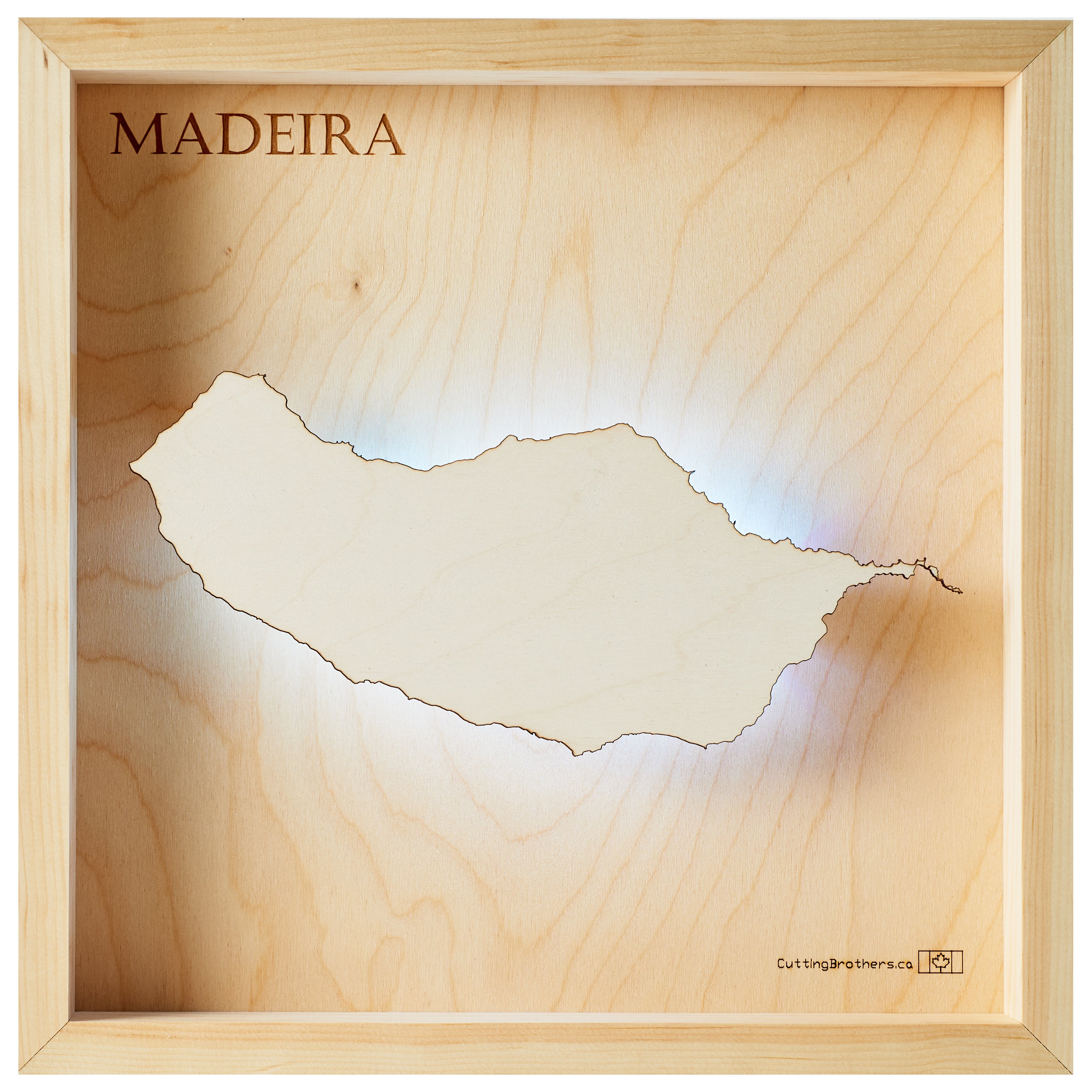 MADEIRA  -  LED LIGHT WOODEN WALL MAP - Version S